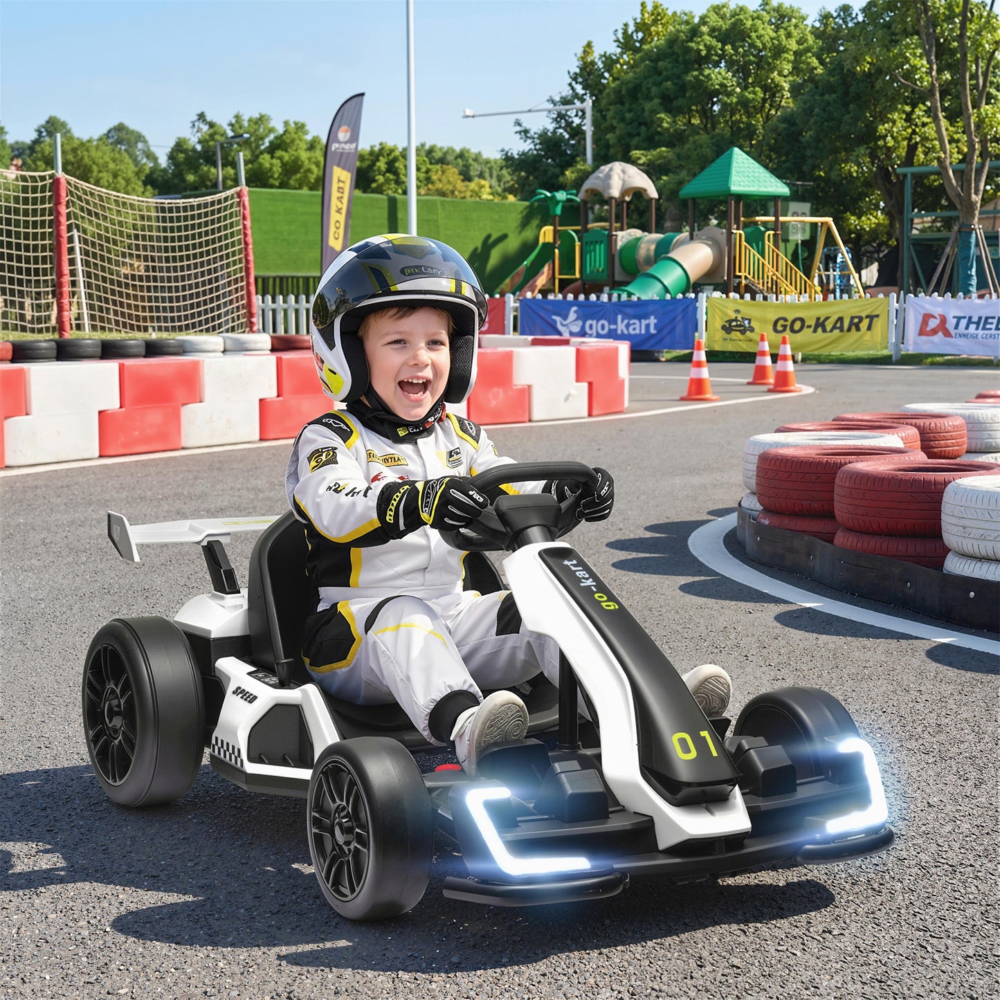 24V Electric Go Kart for Kids with Adjustable Seat for 6-12 Years