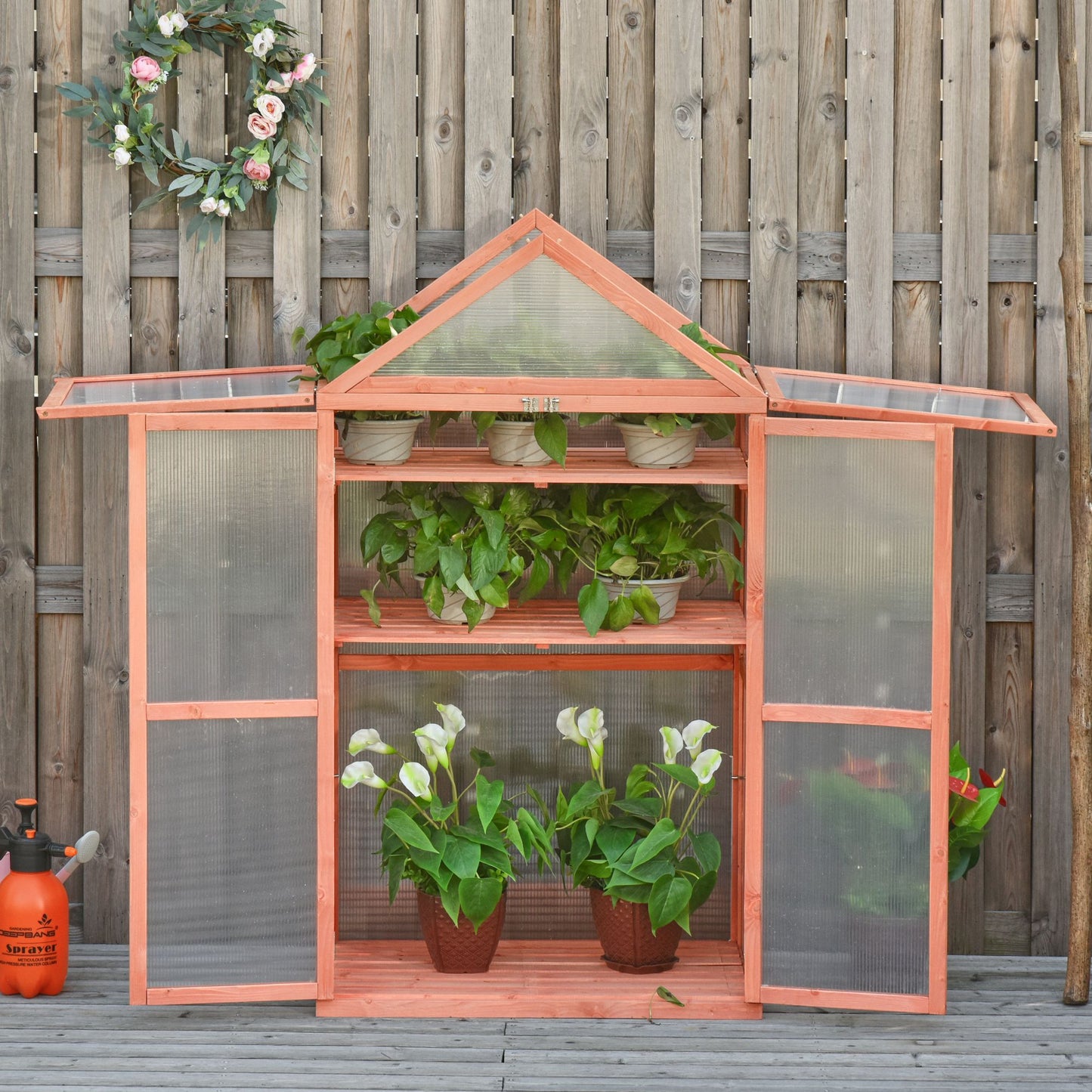 Garden Cold Frame Polycarbonate Greenhouse with Adjustable Shelves