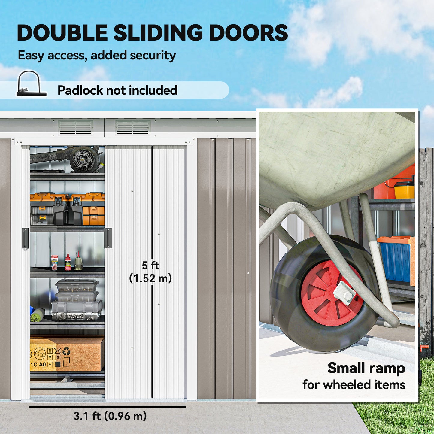 Corrugated Garden Metal Storage Shed Outdoor Equipment Tool Box