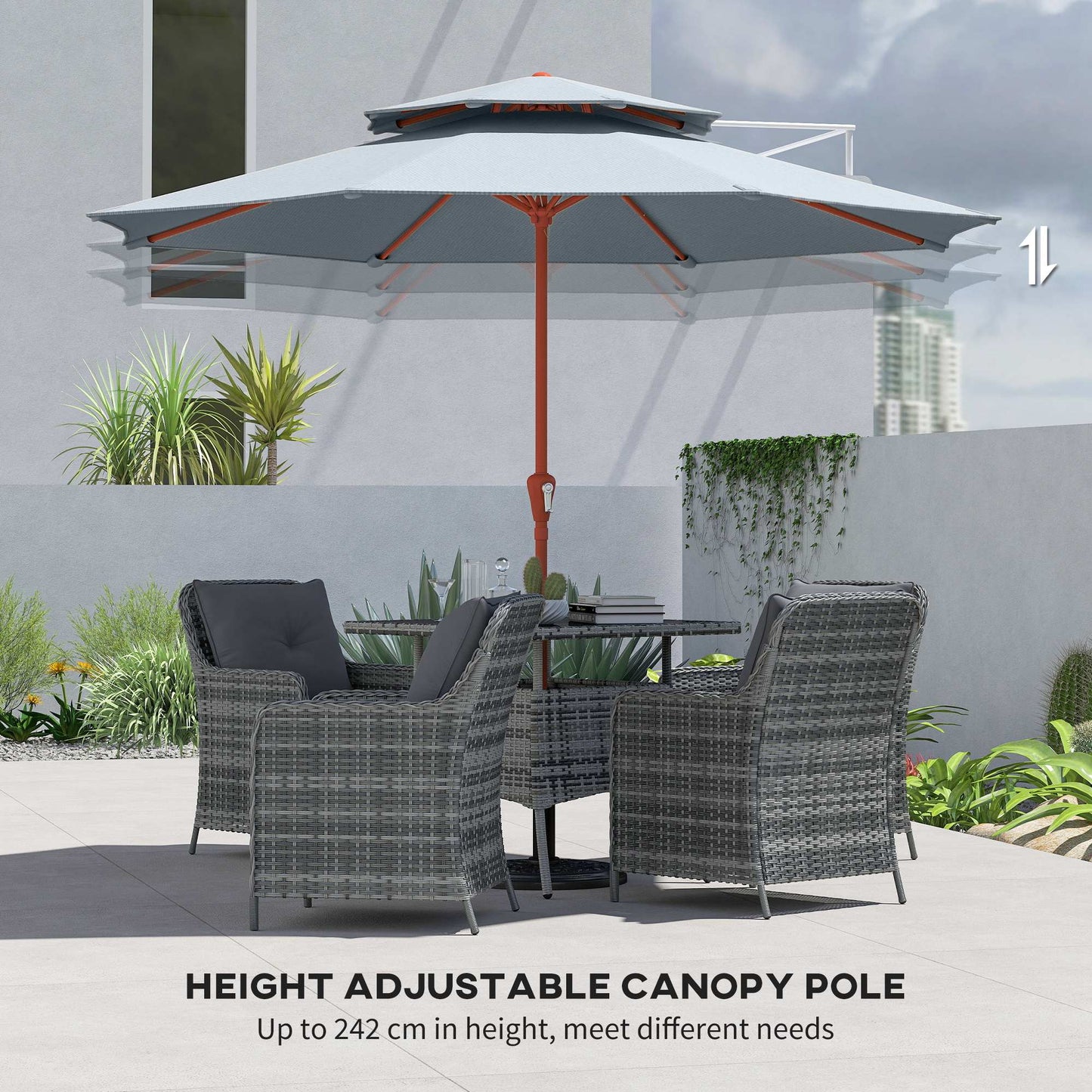 2.7 m Garden Parasol with Double Top Outdoor Market Table Umbrella