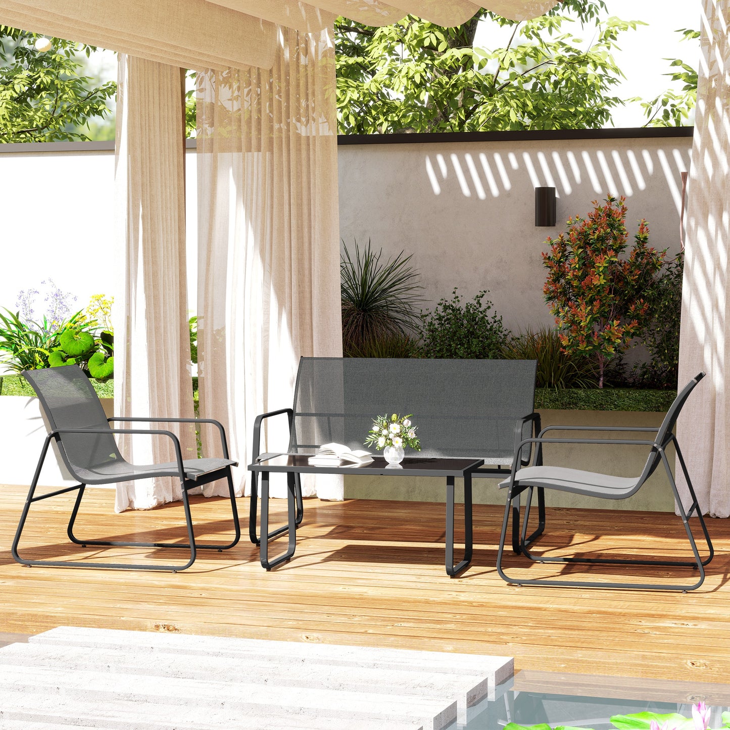 Four-Piece Minimalistic Garden Sofa Set
