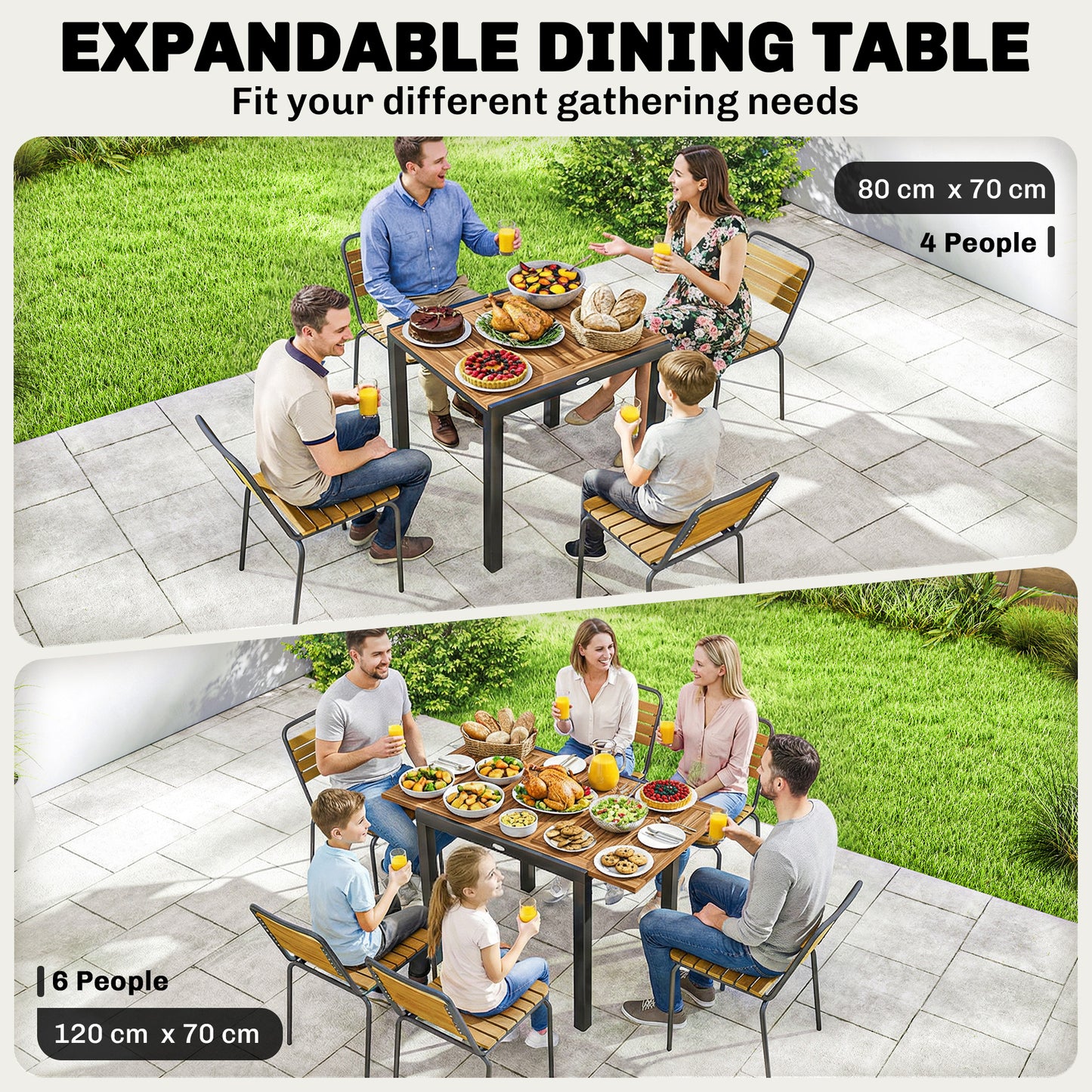 Patio Dining Table Expandable Outdoor Dining Table Acacia Wood Top