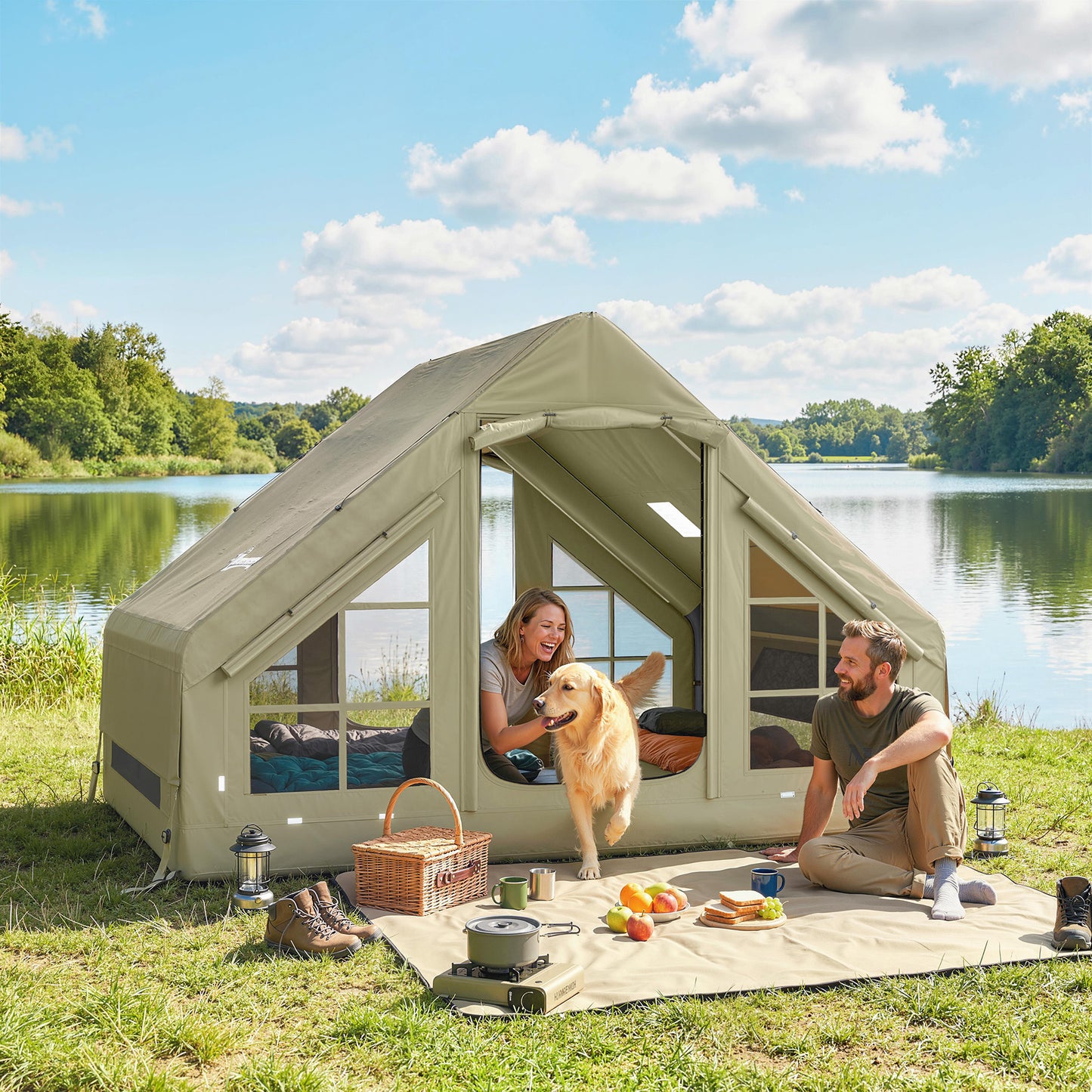 Inflatable Camping Tent with Pump and Stove Jack Hole (1)