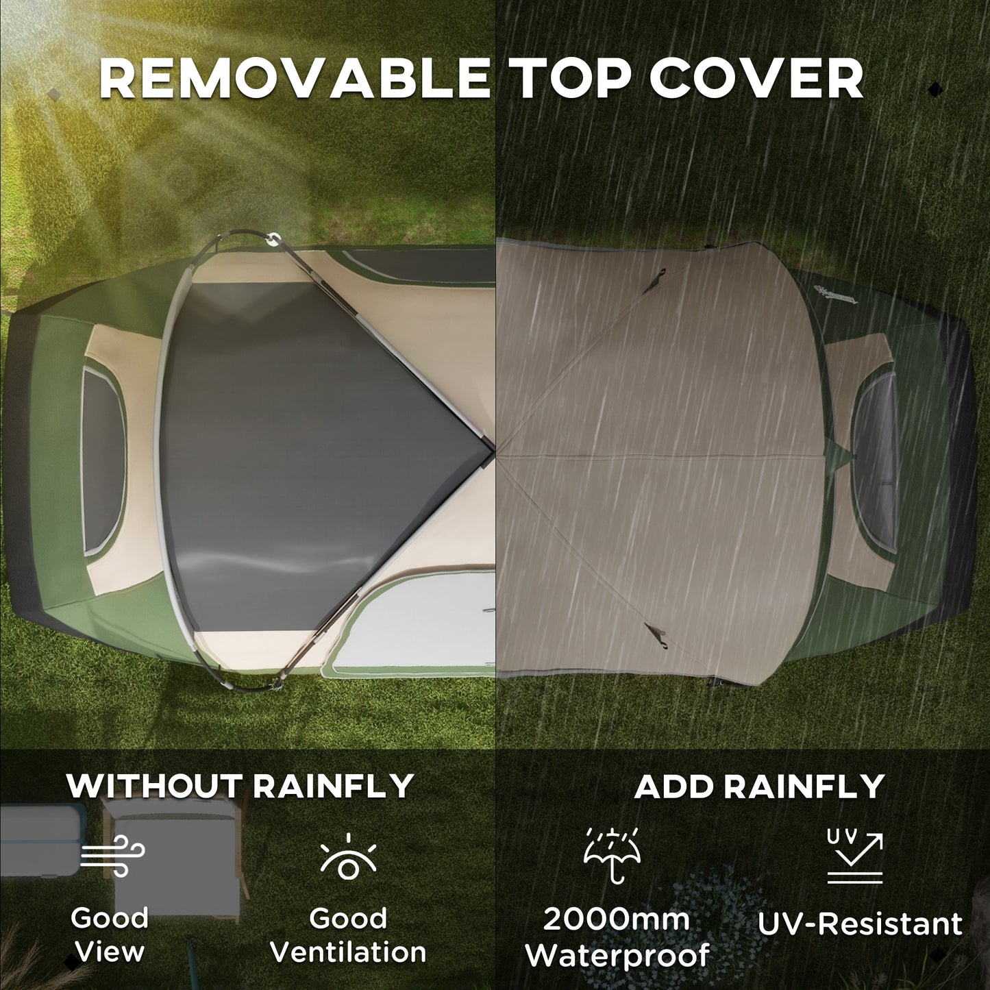 Camping Tent for 6-8 Man with 2000mm Waterproof Rainfly