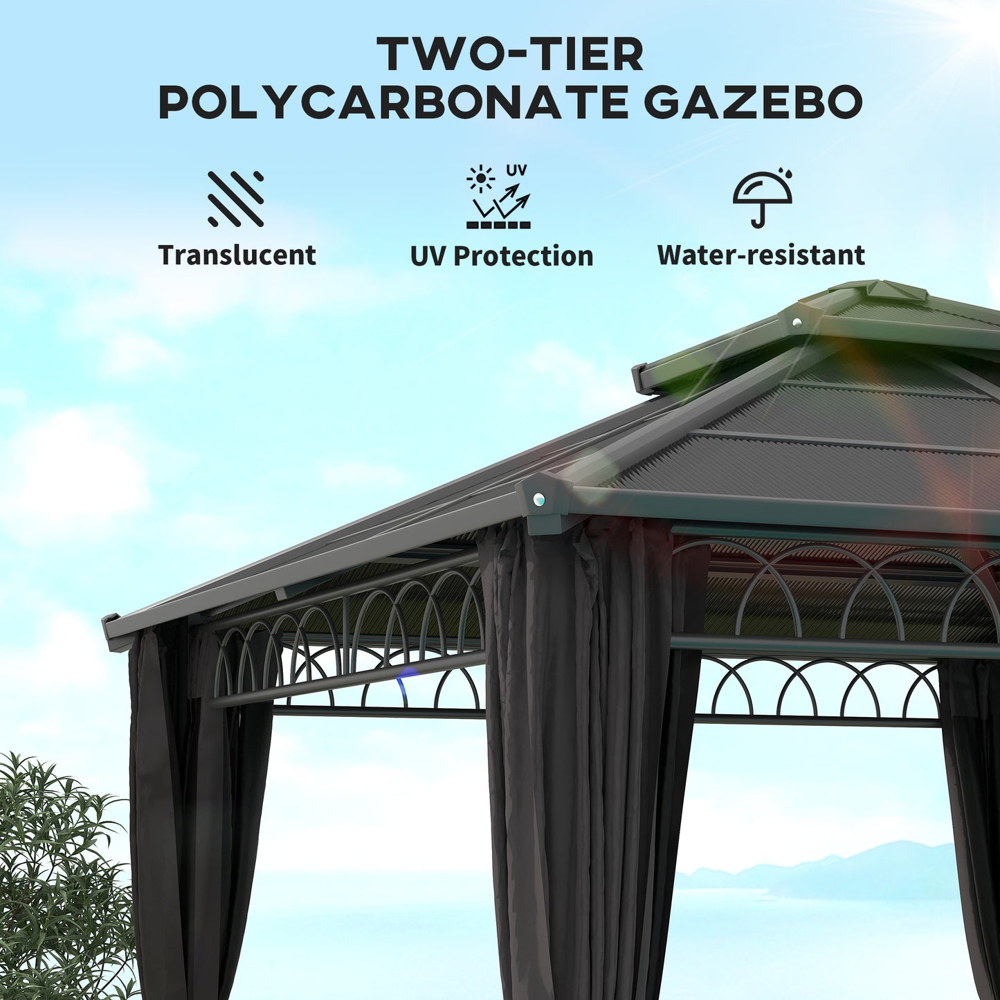 3 x 3 (m) Outdoor Polycarbonate Gazebo