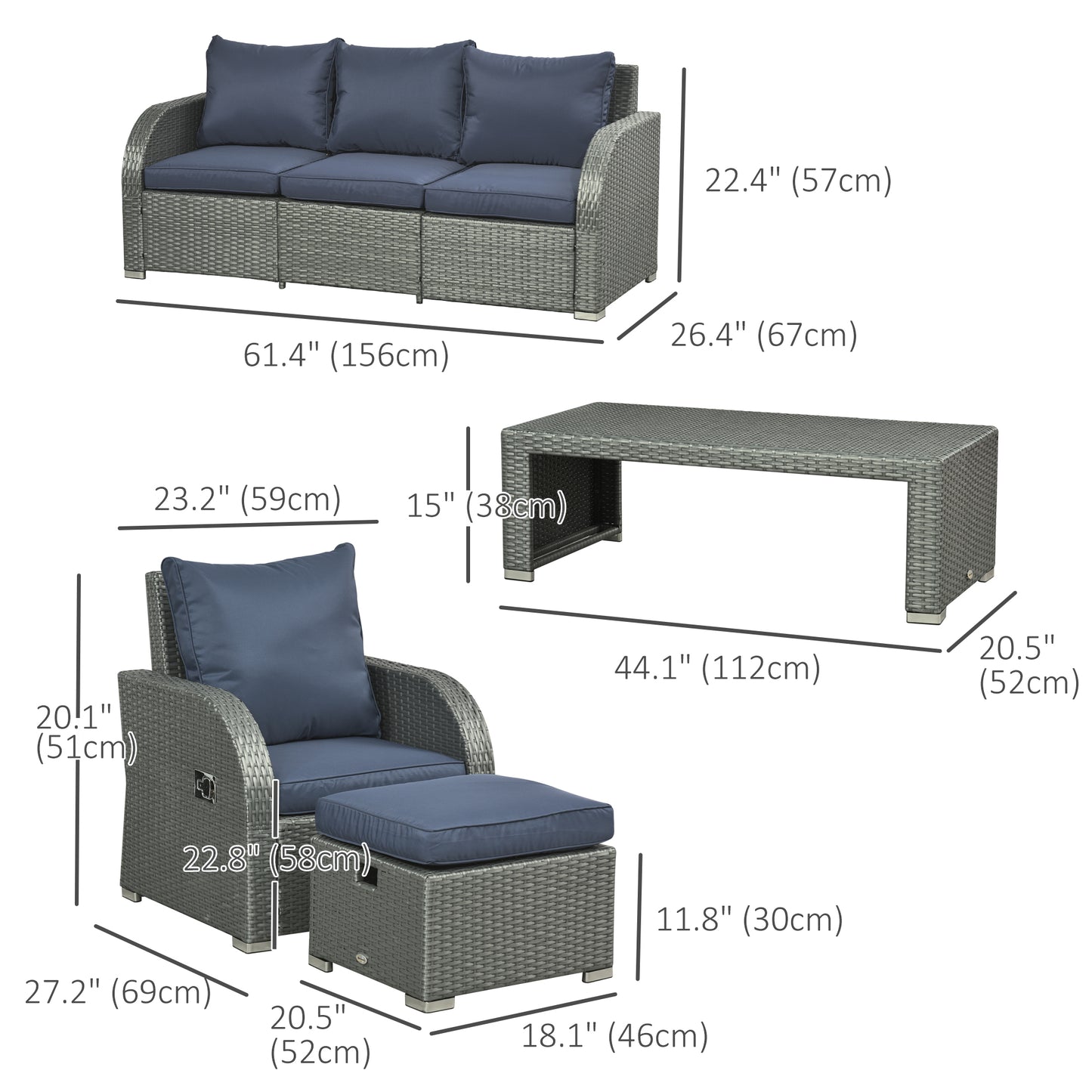 Six-piece Outdoor Rattan Dining Set
