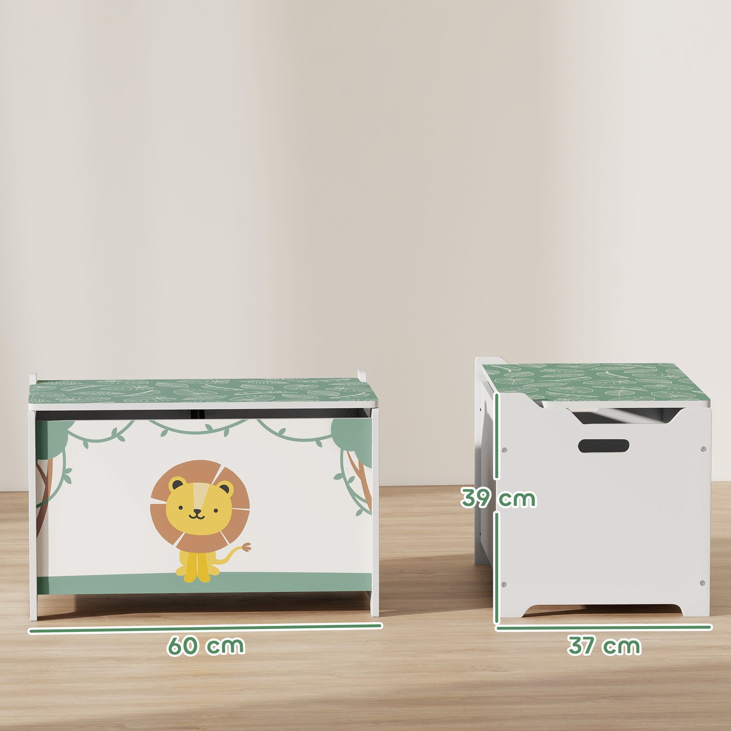 Toy Box with Lid, Safety Hinges and Groove Handles