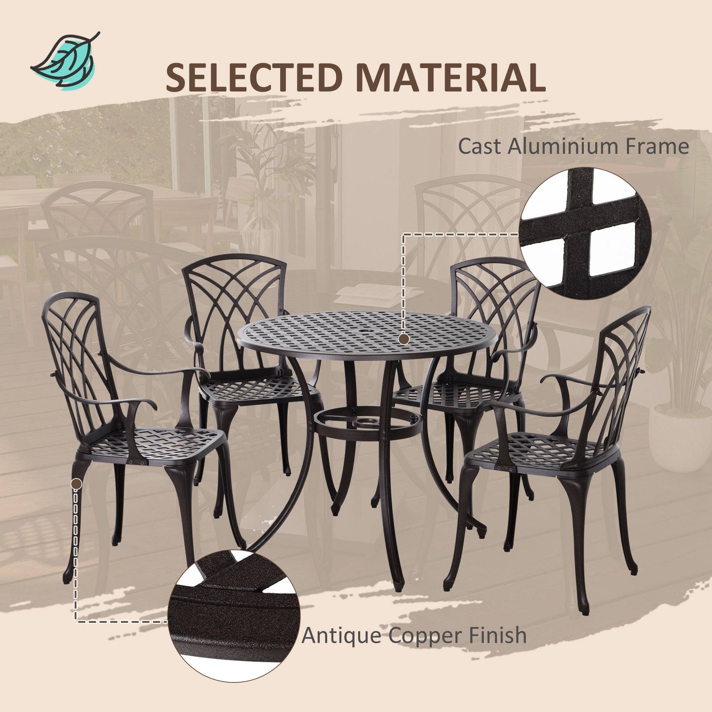 5 Pieces Garden Dining Set for 4