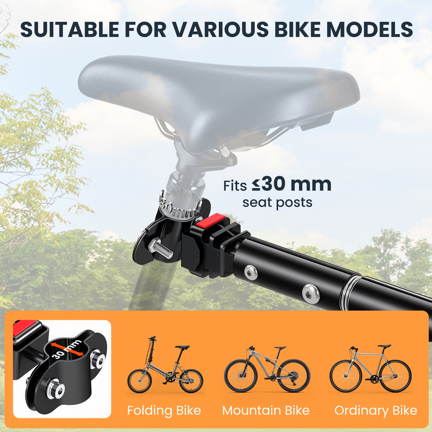 Bike Cargo Trailer Bicycle Trailer Cargo Storage Cart w/ Hitch