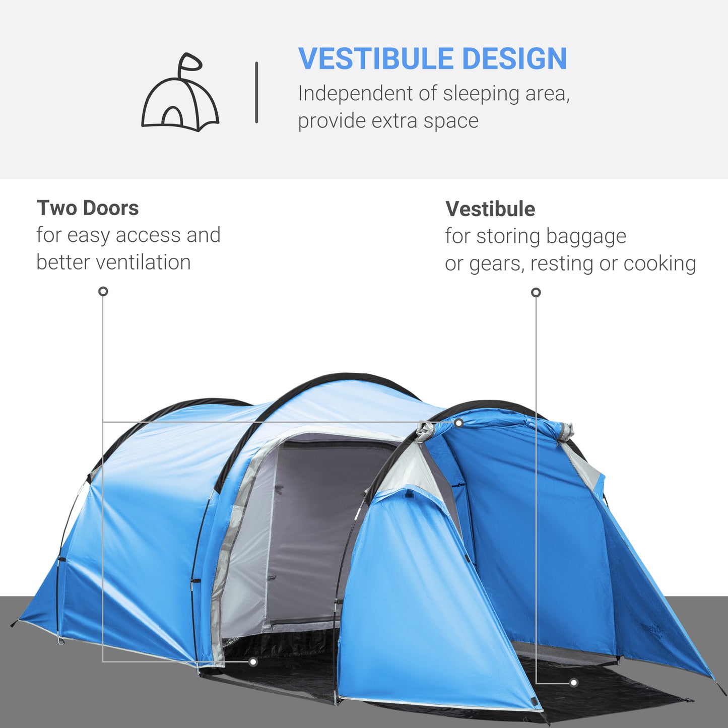 2-3 Man Tunnel Tent with Vestibule