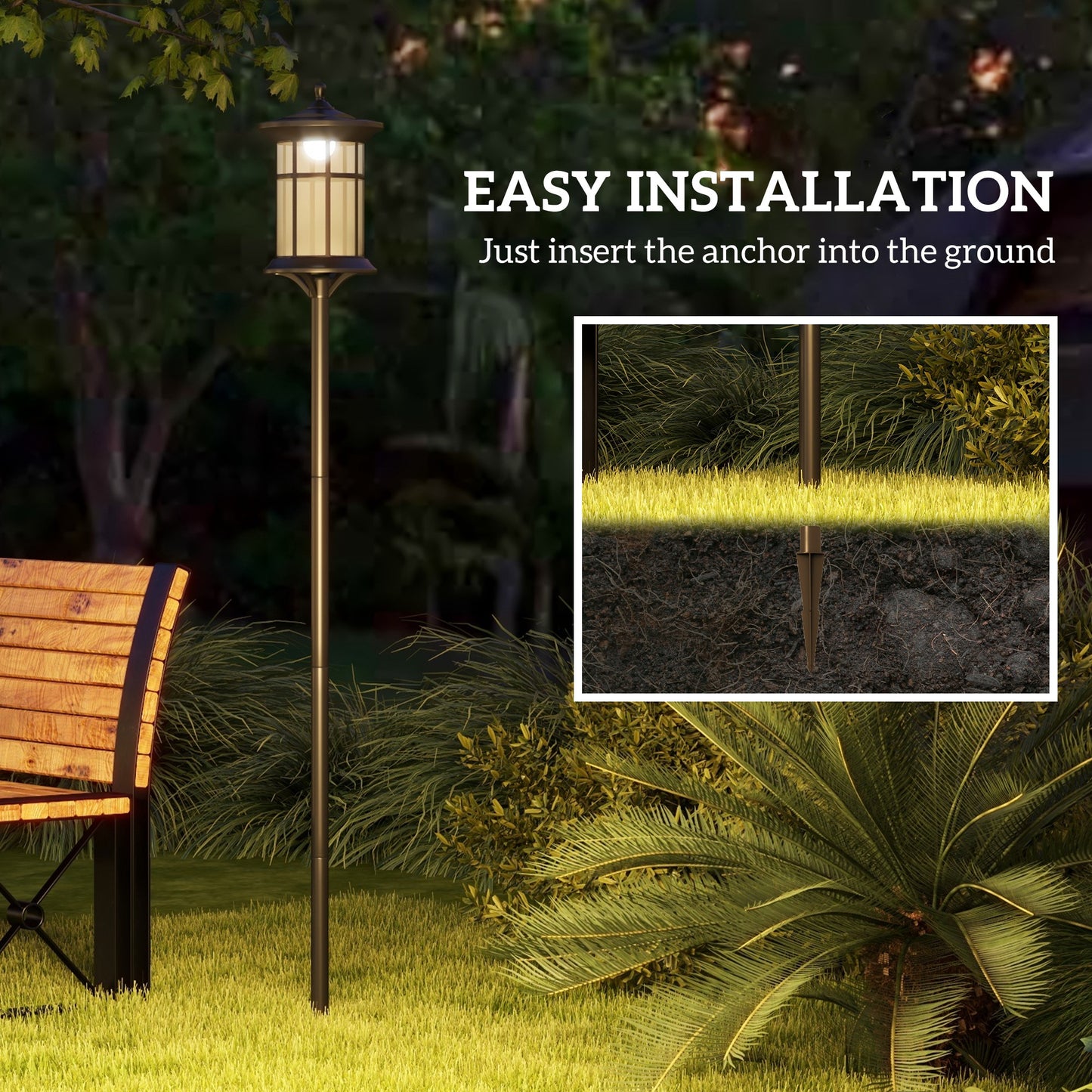 Set of Two 1.8m Traditional Style Solar Lamp Posts