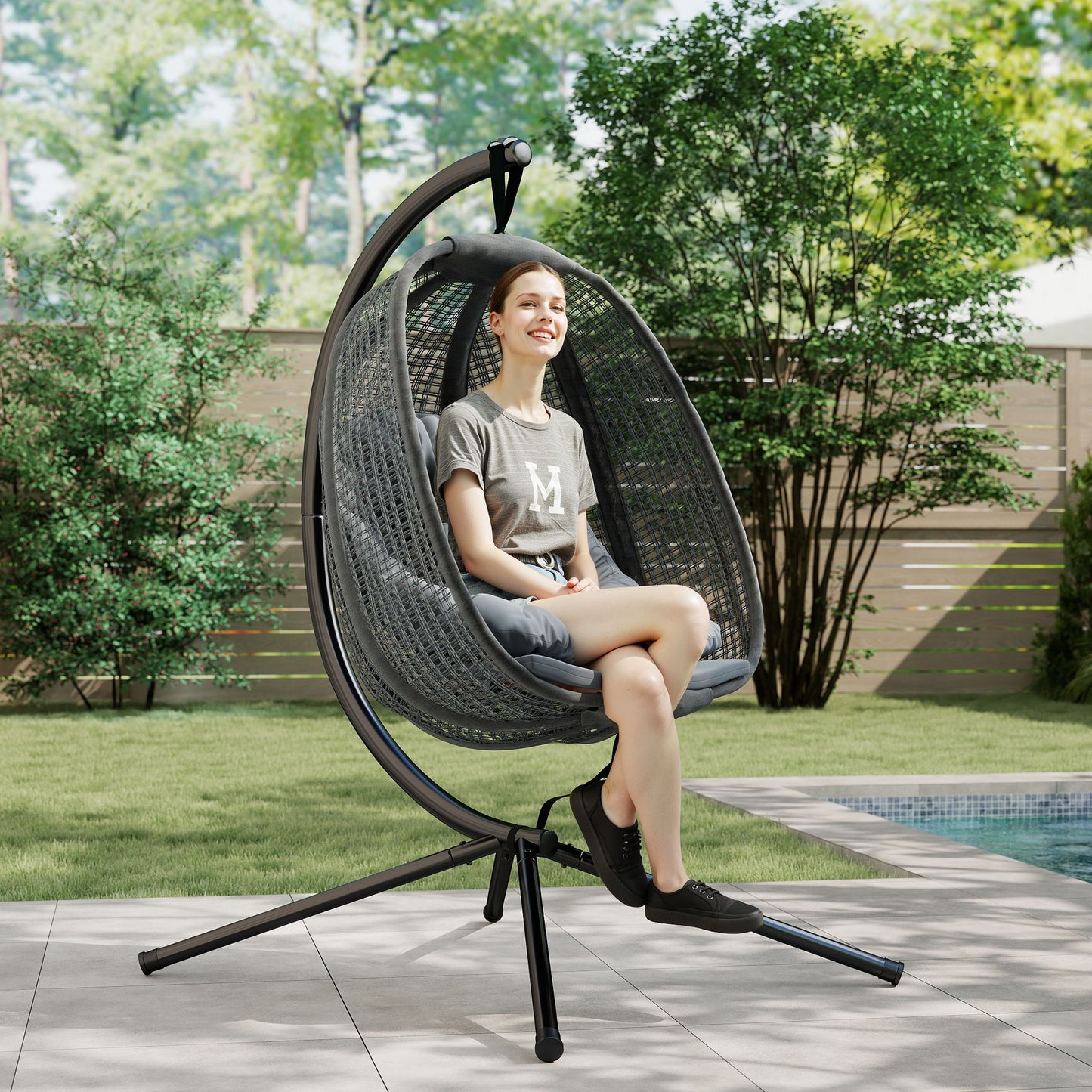 Outdoor Swing Chair with Thick Padded Cushion