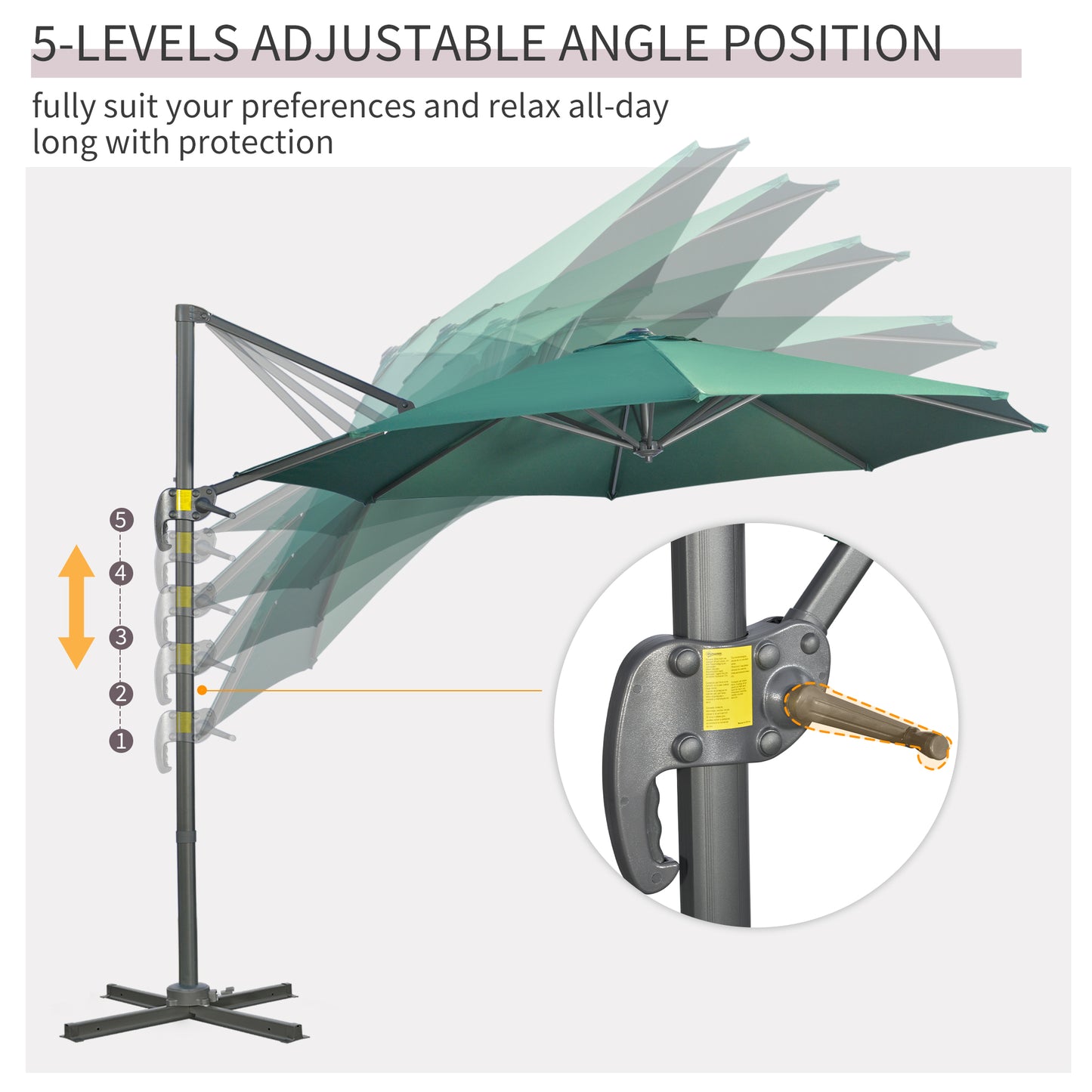 3 x 3(m) Cantilever Parasol with Cross Base