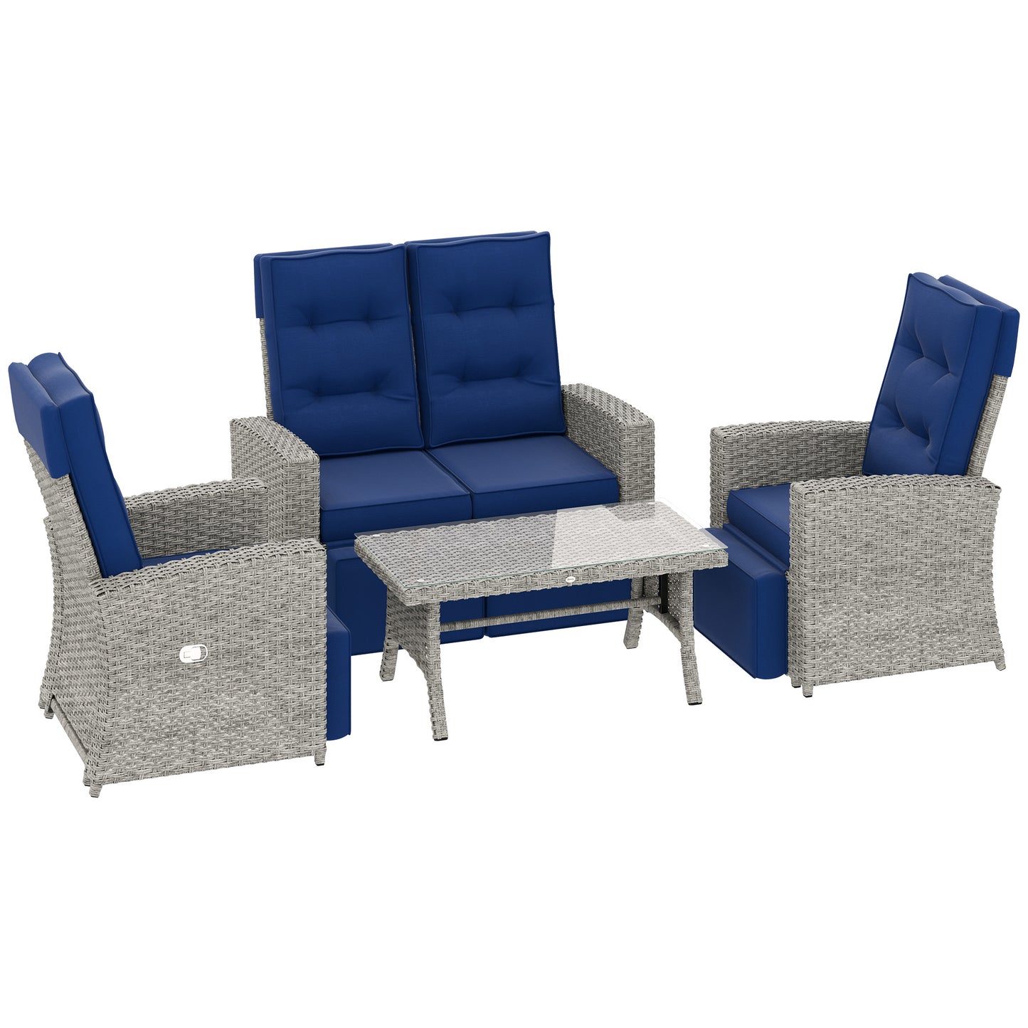 4 Piece Rattan Garden Furniture Set Outdoor Sofa Sectional Set