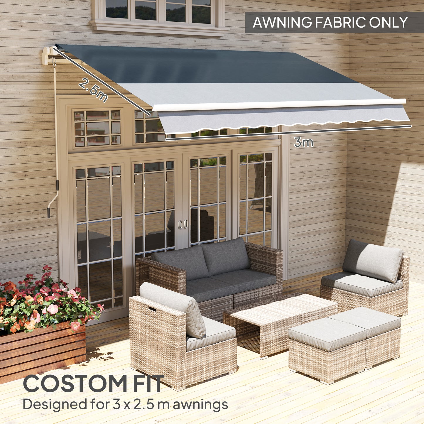 Awning Replacement Canopy, Water Resistant UPF 50+ Sun Shade Cover