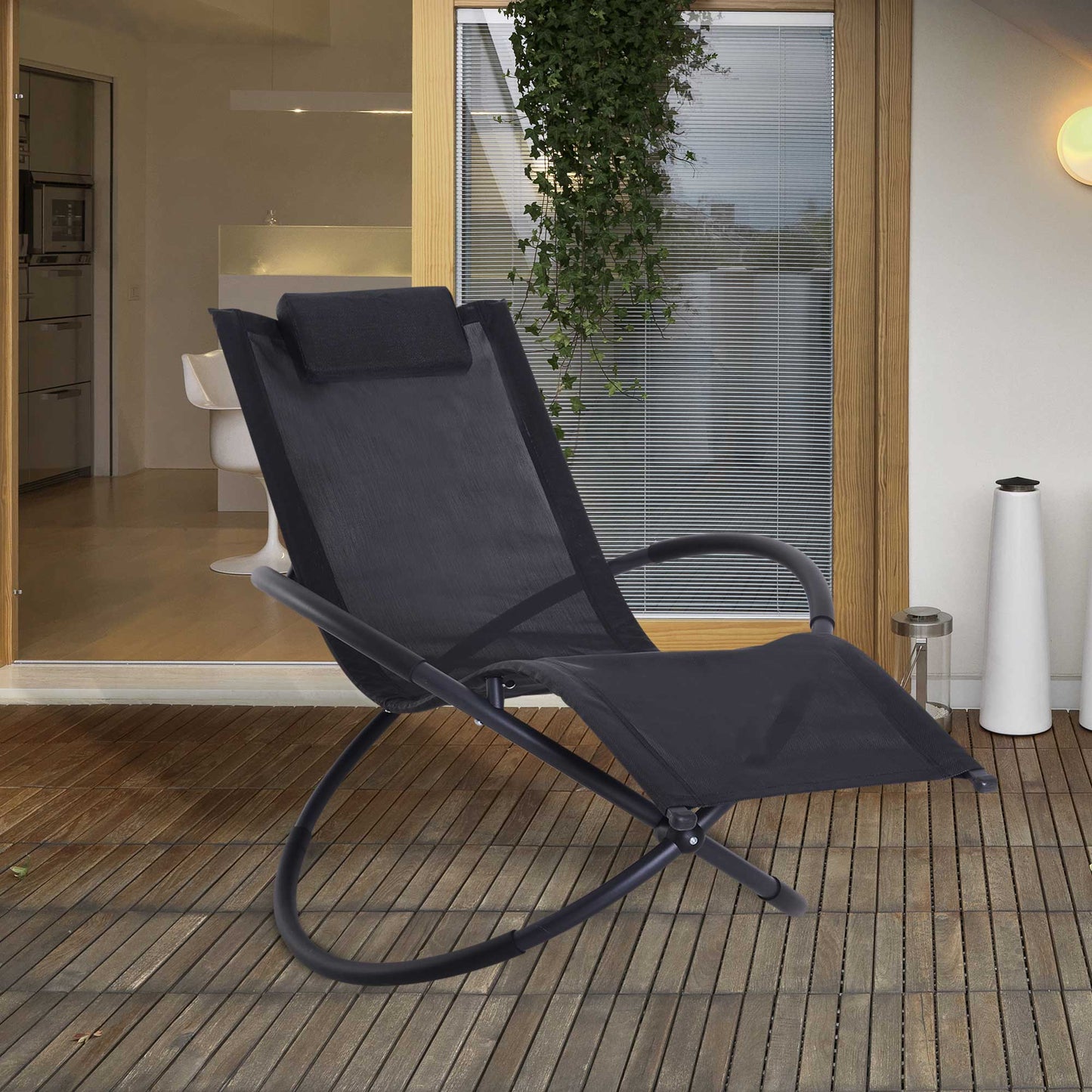 Outdoor Orbital Lounger Zero Gravity Patio Chaise Foldable Rocking