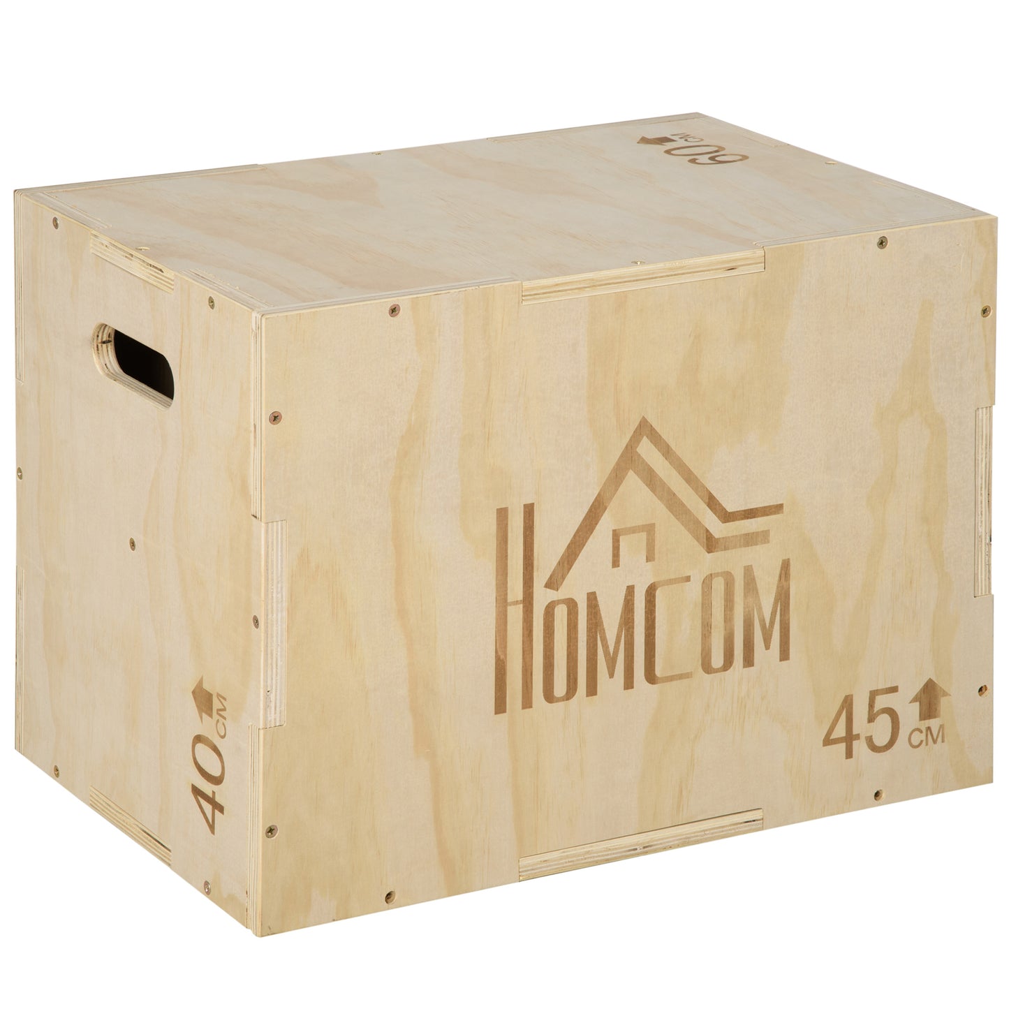 3-in-1 Wooden Plyo Box, Plyometric Jump Box with Handle Openings