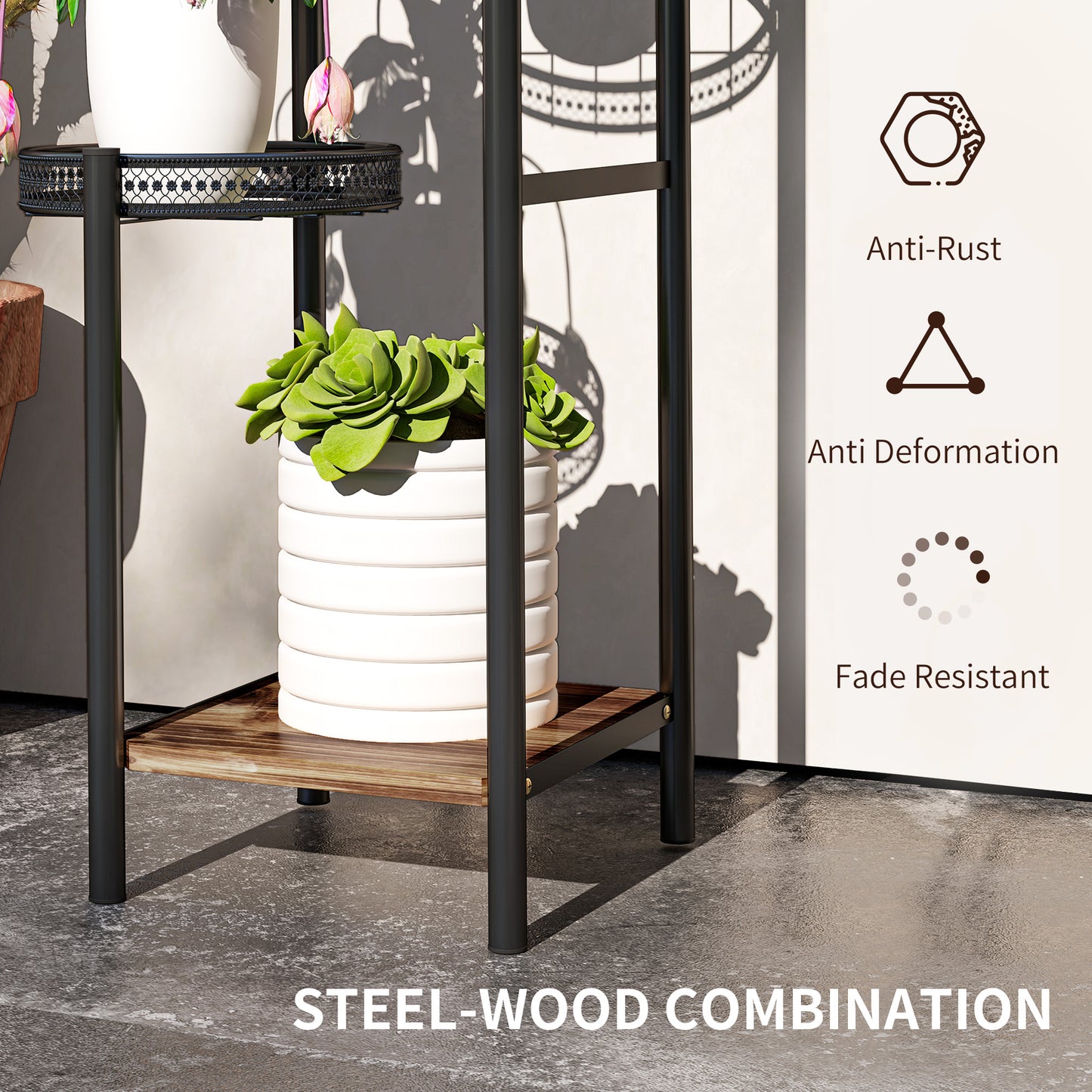 Four-Tier Steel Plant Stand