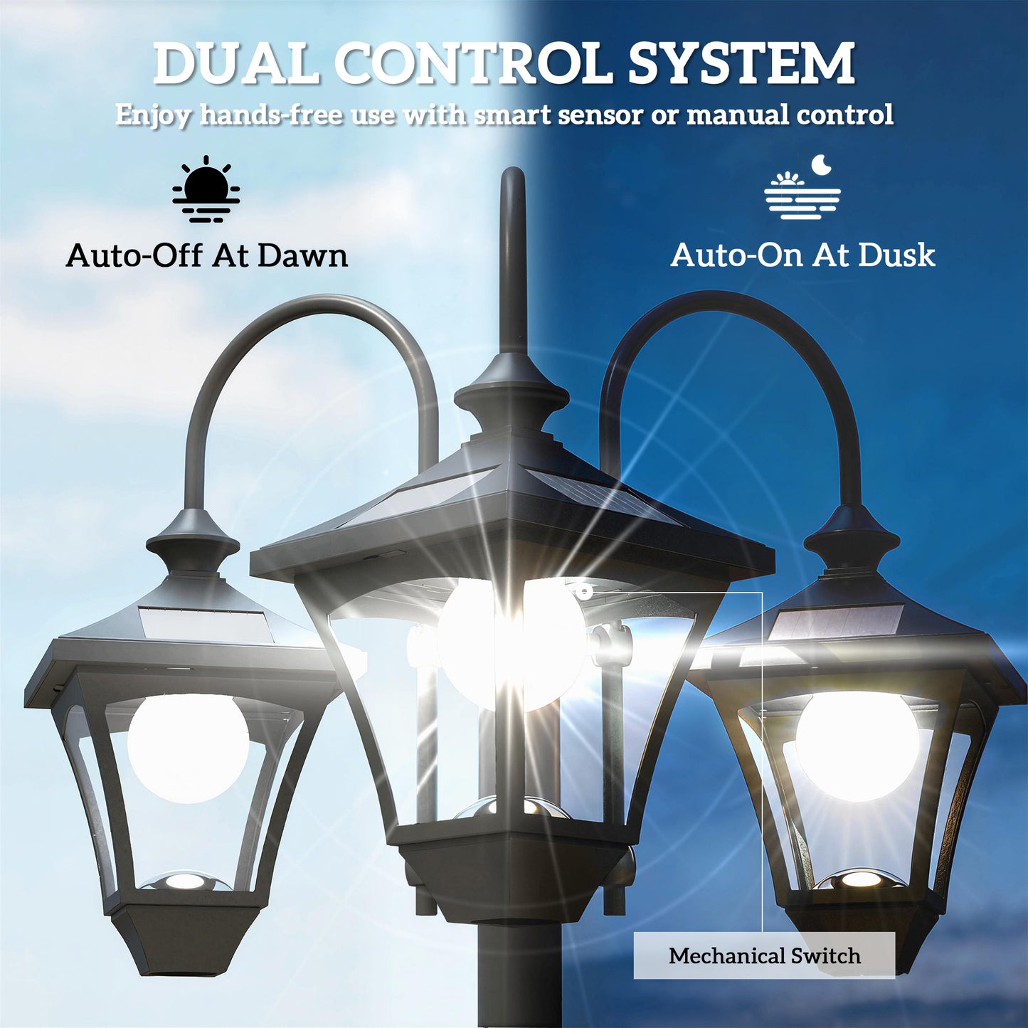 Solar Lamp Post with Dusk-to-Dawn Sensor Street Light