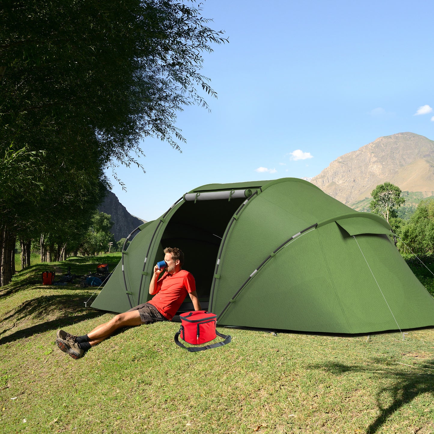 4-6 Man Camping Tent with Living Area and 2 Bedrooms