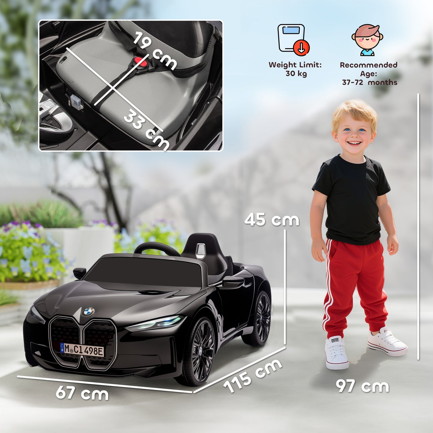 BMW i4 Licensed 12V Kids Electric Ride-On Car, with Remote Control