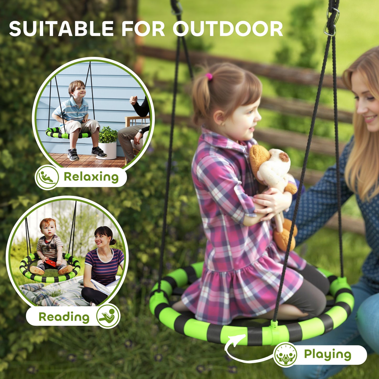 60cm Diameter Kid Nest Swing Seat with Height Adjustable Ropes