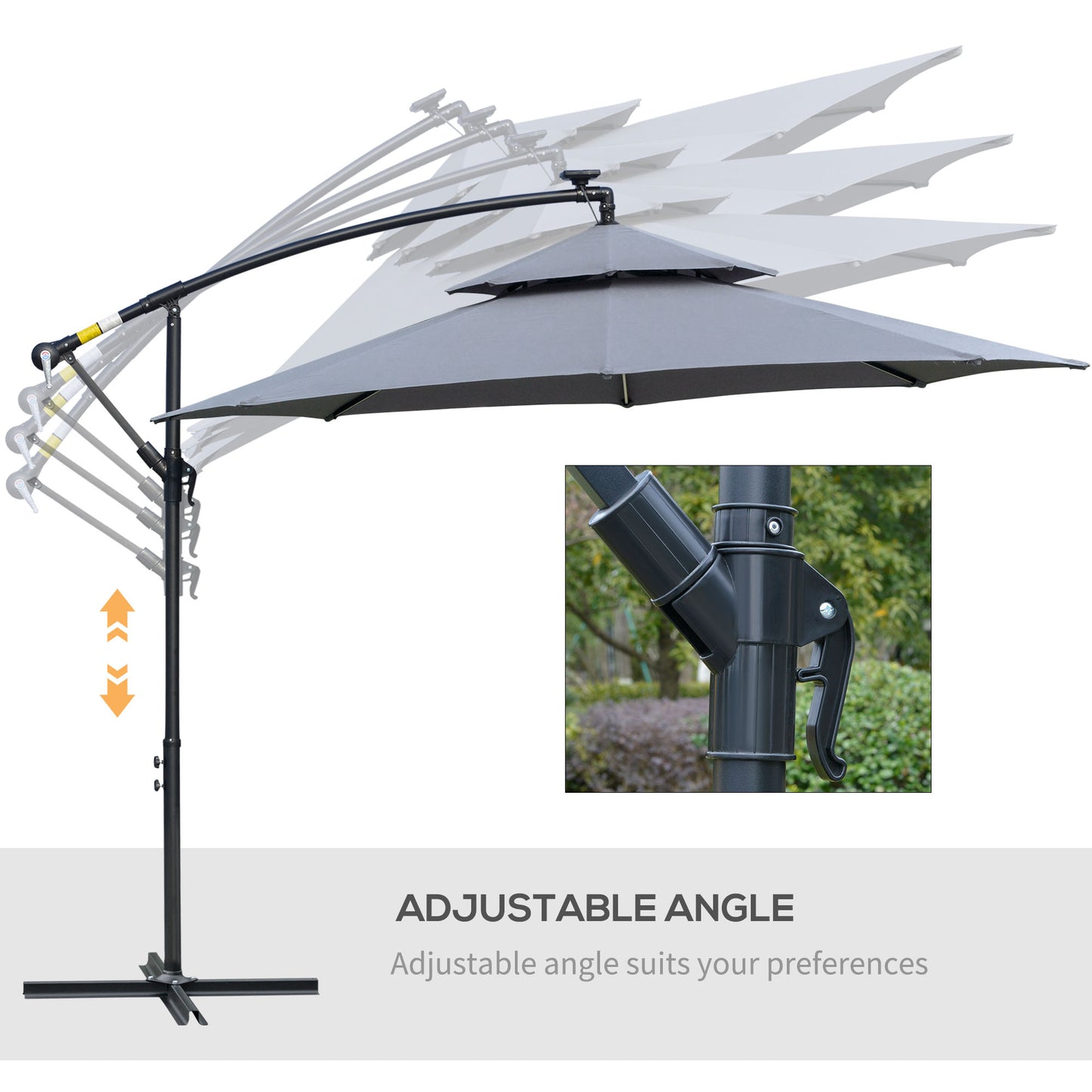 3m LED Light Overhanging Parasol