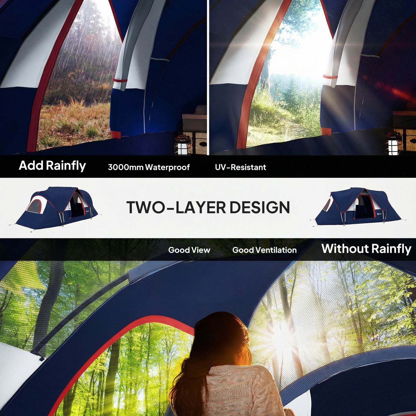 5-6 Man Camping Tent, Tunnel Tent (1)