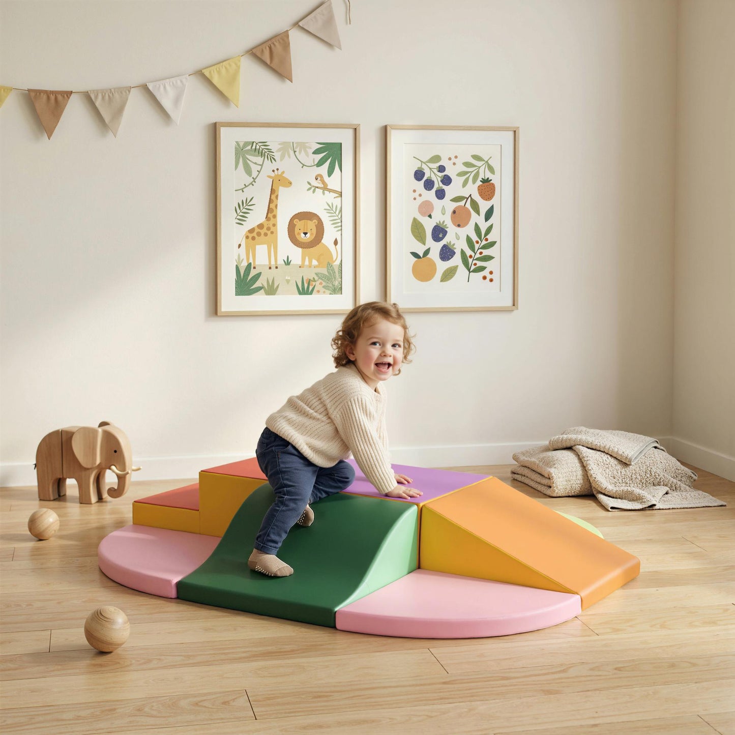 6 Piece Soft Play Equipment for Kids Climb and Crawl