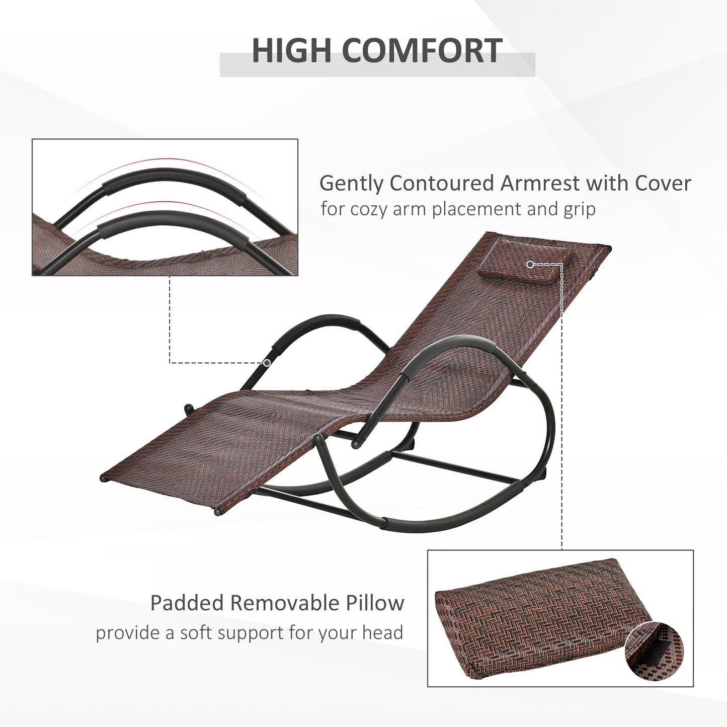 Zero Gravity Rocking Lounge Chair Rattan Effect Patio Rocking Chair