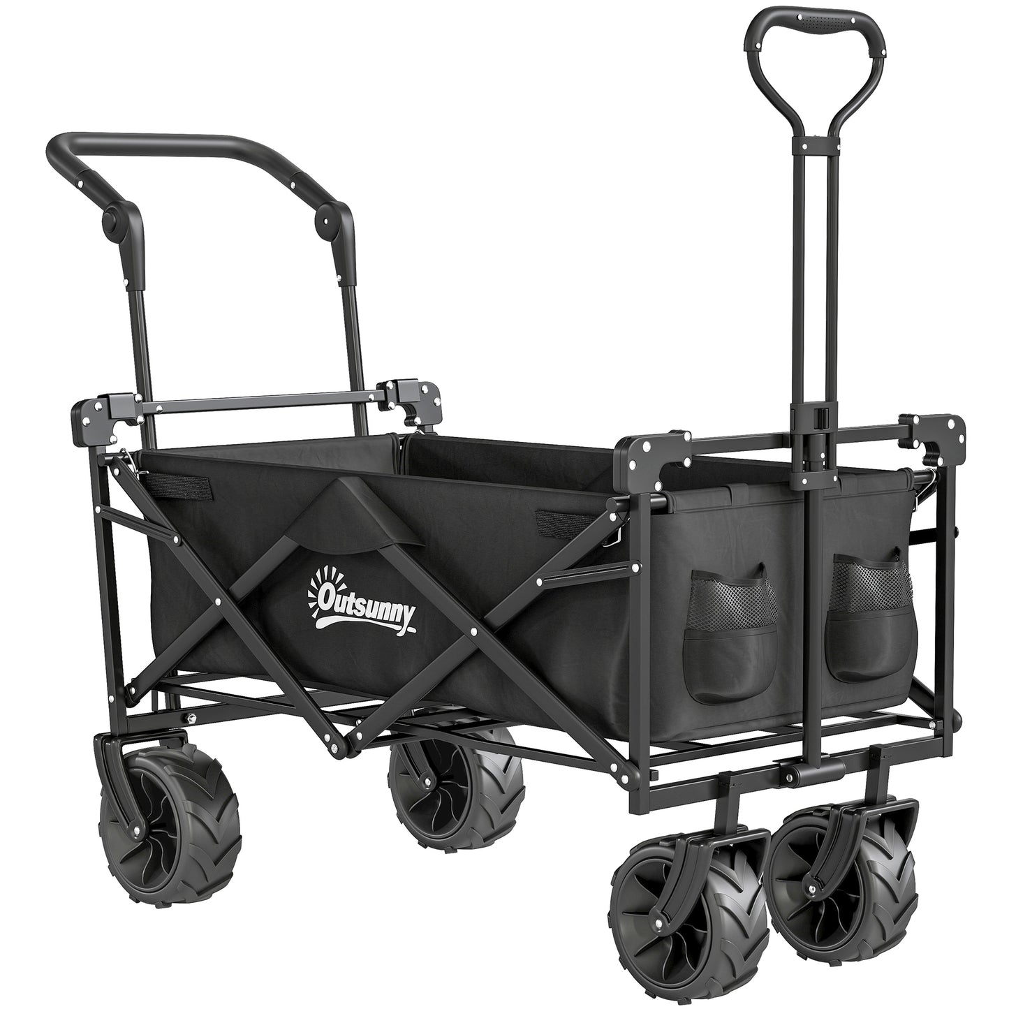 Folding Trolley Cart Storage Wagon Beach Trailer 4 Wheels