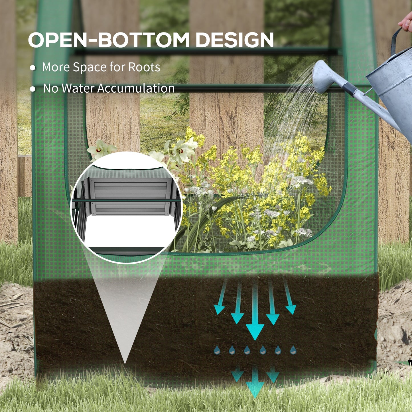 61 x 61cm Garden Planter Bed, with Cover - Green and