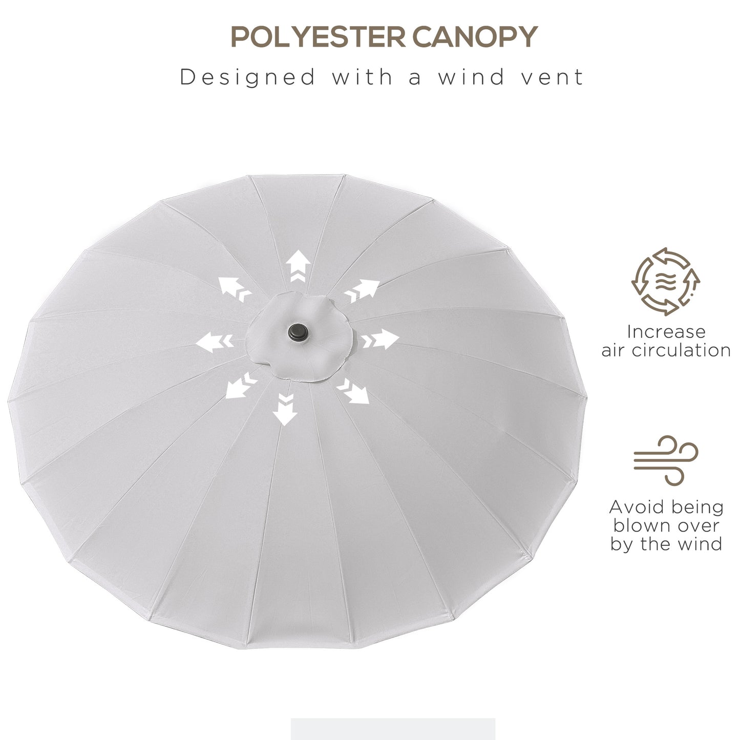 2.5m Tilting Parasol, with Pleated Canopy