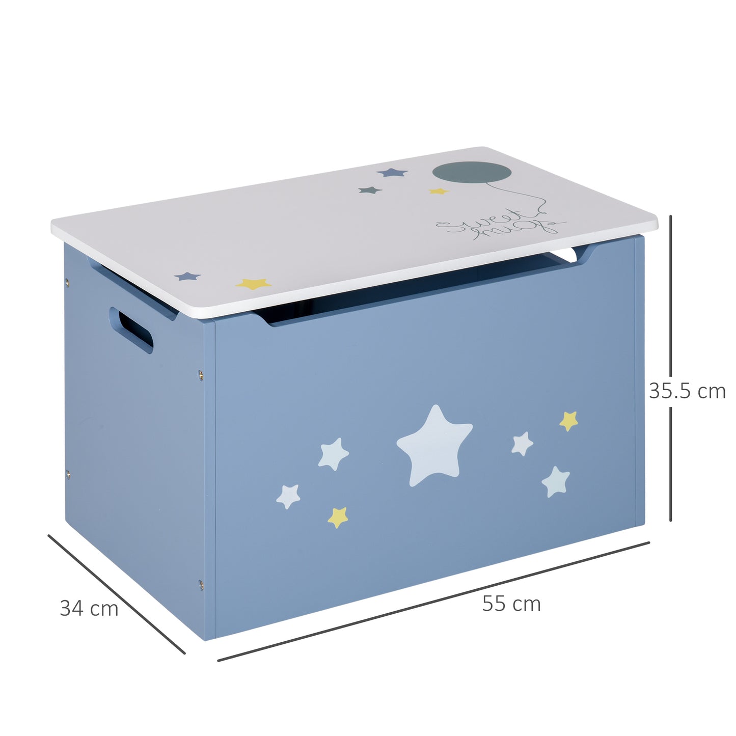 Kids Wooden Toy Box Children Storage Chest Organiser Side Handle