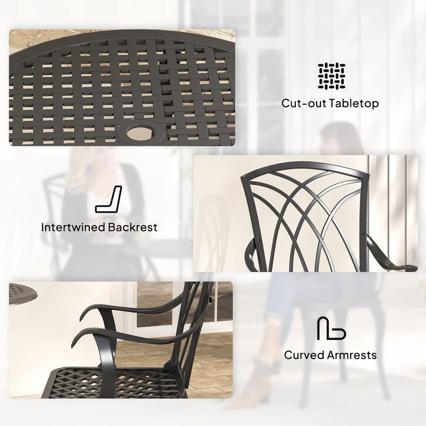 3 Pieces Garden Dining Set for 2