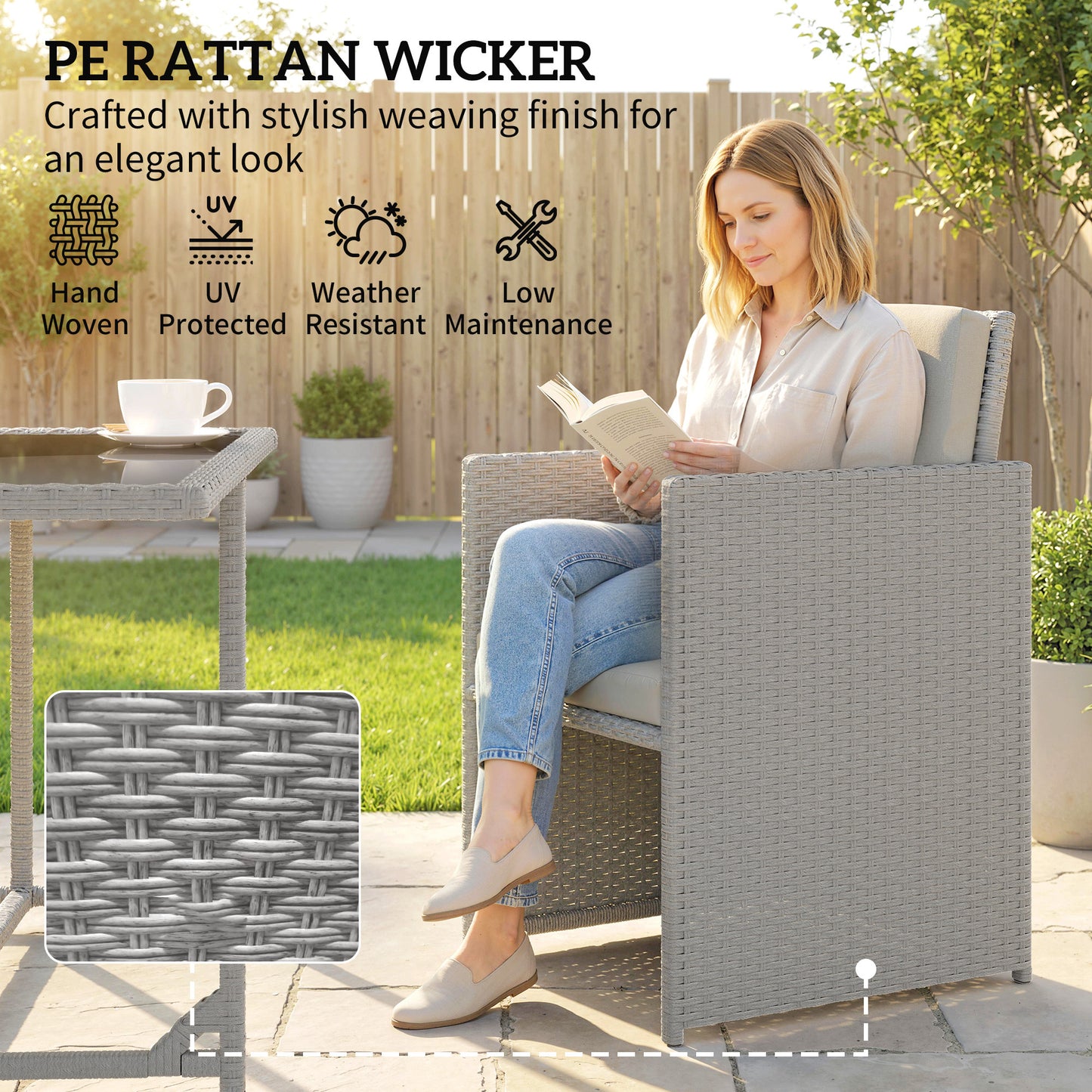 9 Piece Rattan Cube Garden Furniture Dining Set with Armchairs
