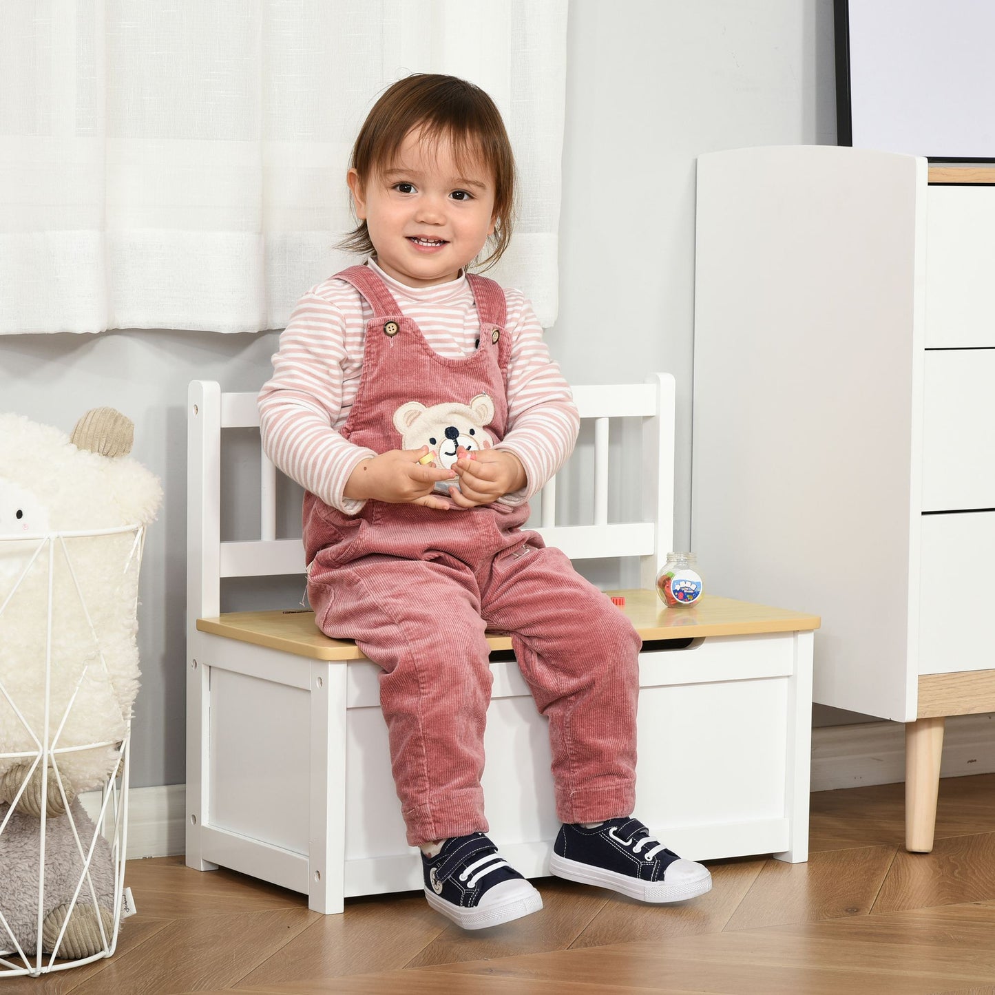 2 In 1 Wooden Toy Box, Seat Storage Bench (1)