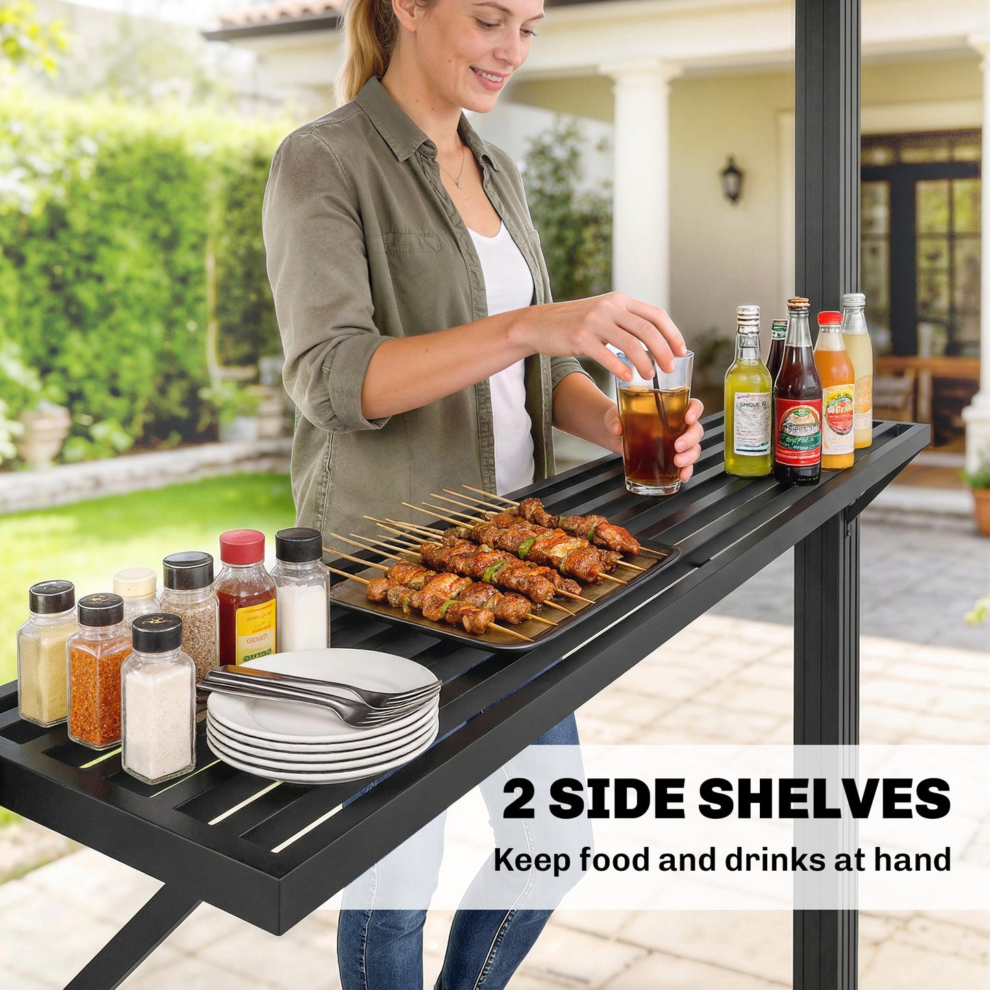 2.5 x 1.5 m Hardtop Grill Gazebo with Double Roof