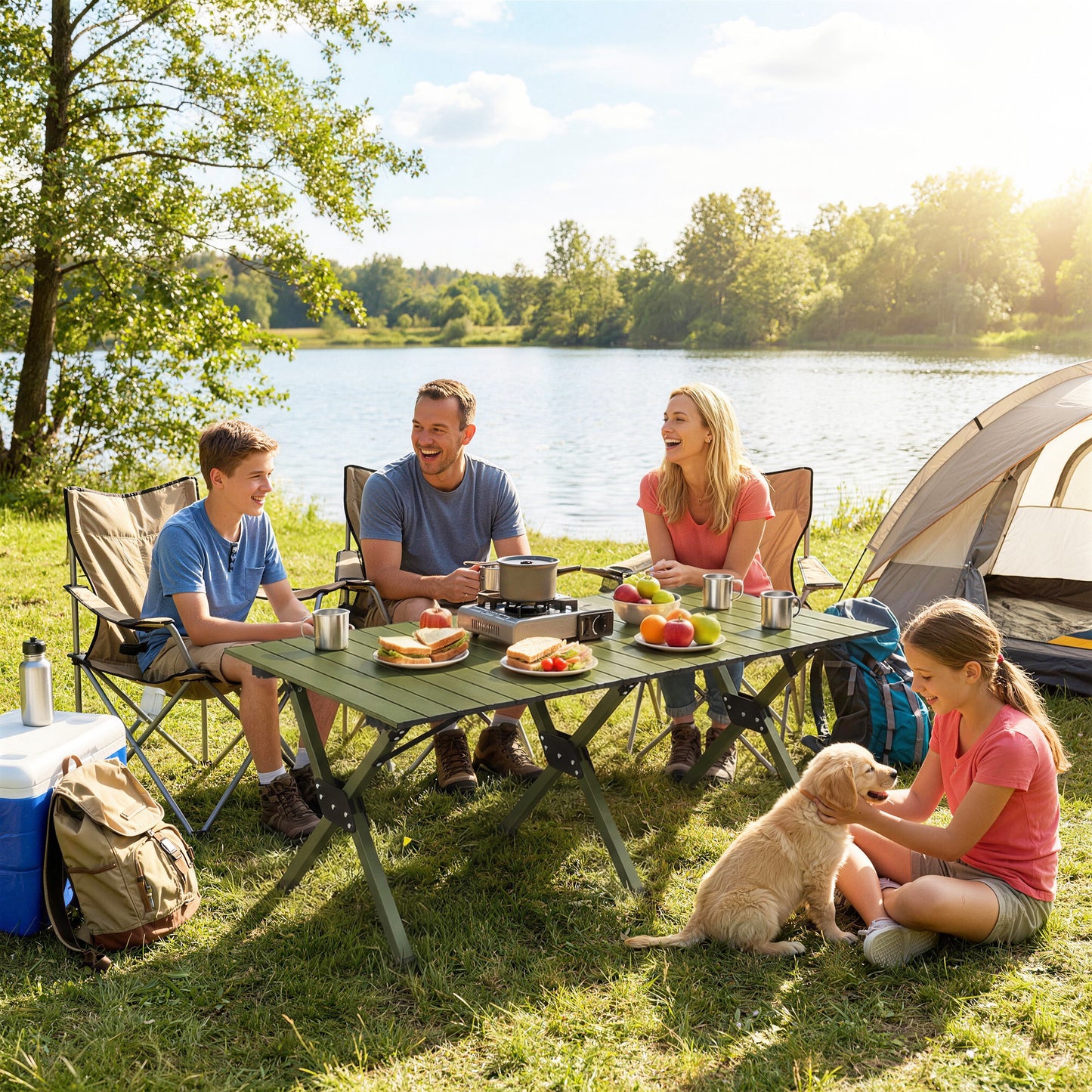 4ft Folding Camping Table, Waterproof Picnic Table with Roll Up Top