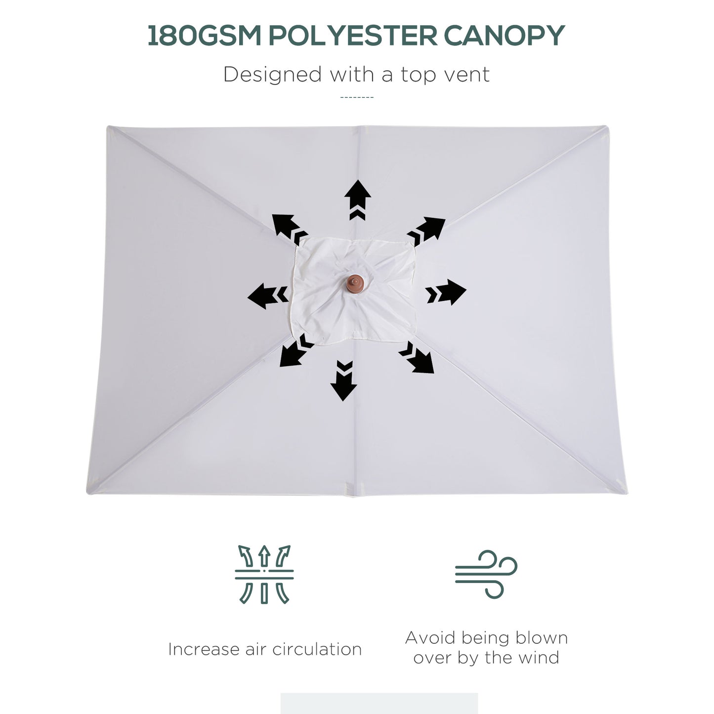 2m x 1.5m Garden Parasol Umbrella with Tilting Sunshade Canopy