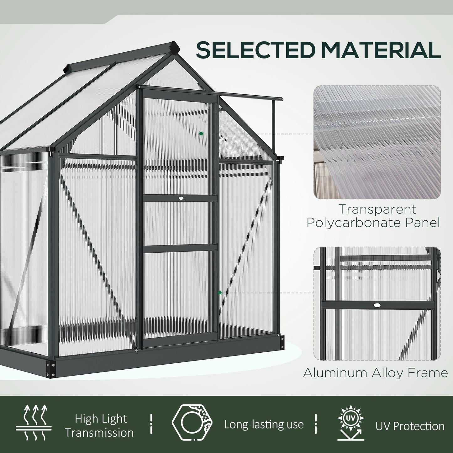 6 x 4ft Polycarbonate Greenhouse (1)
