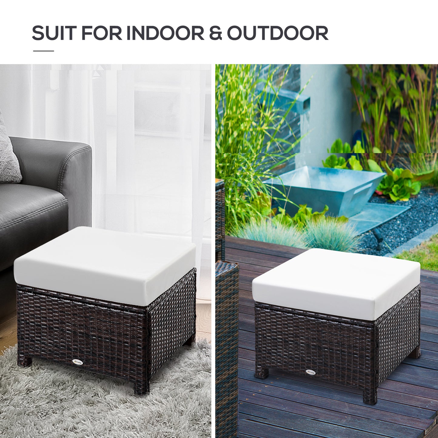 Rattan Footstool Wicker Ottoman