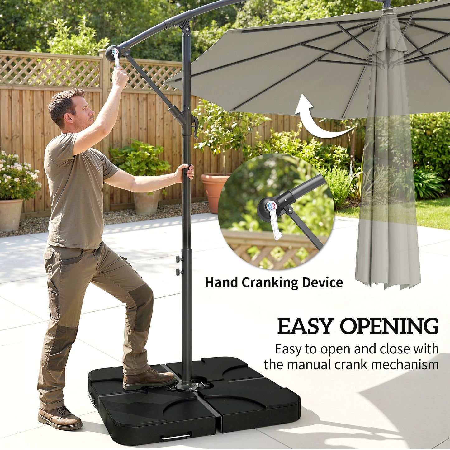 3m Overhanging Parasol, with Base, Weights and Cover