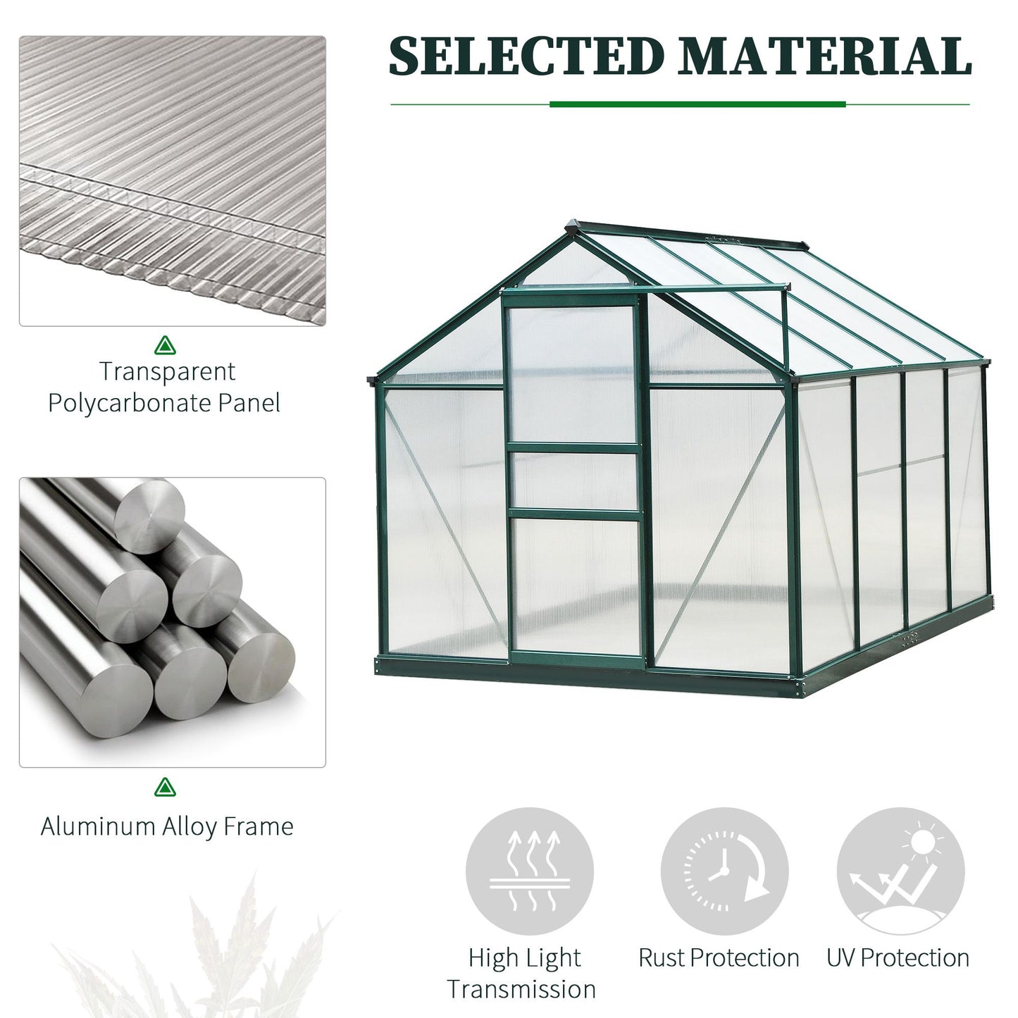 6 x 8ft Polycarbonate Greenhouse