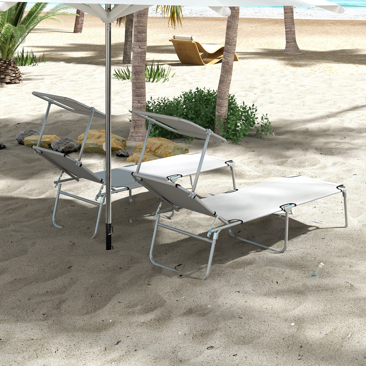 Folding Sun Lounger with Canopy