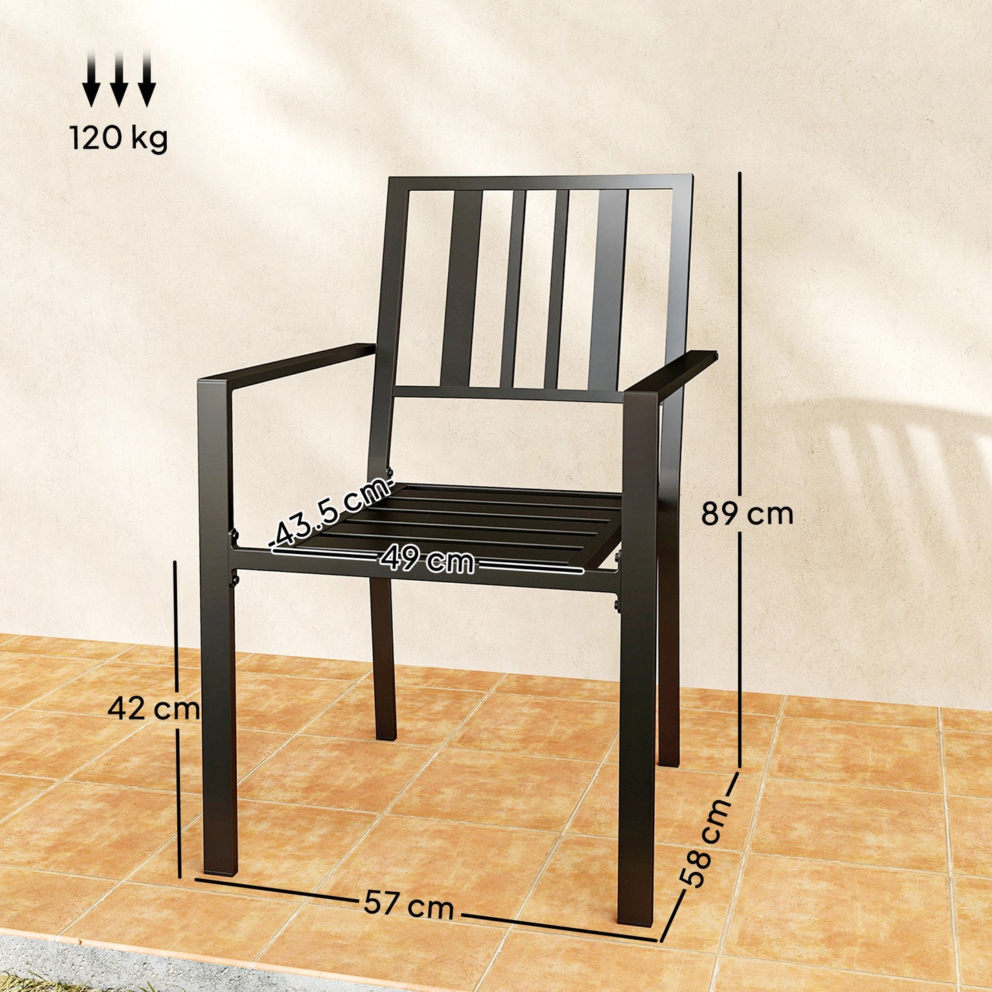 Set of Four Minimal Metal Garden Chairs