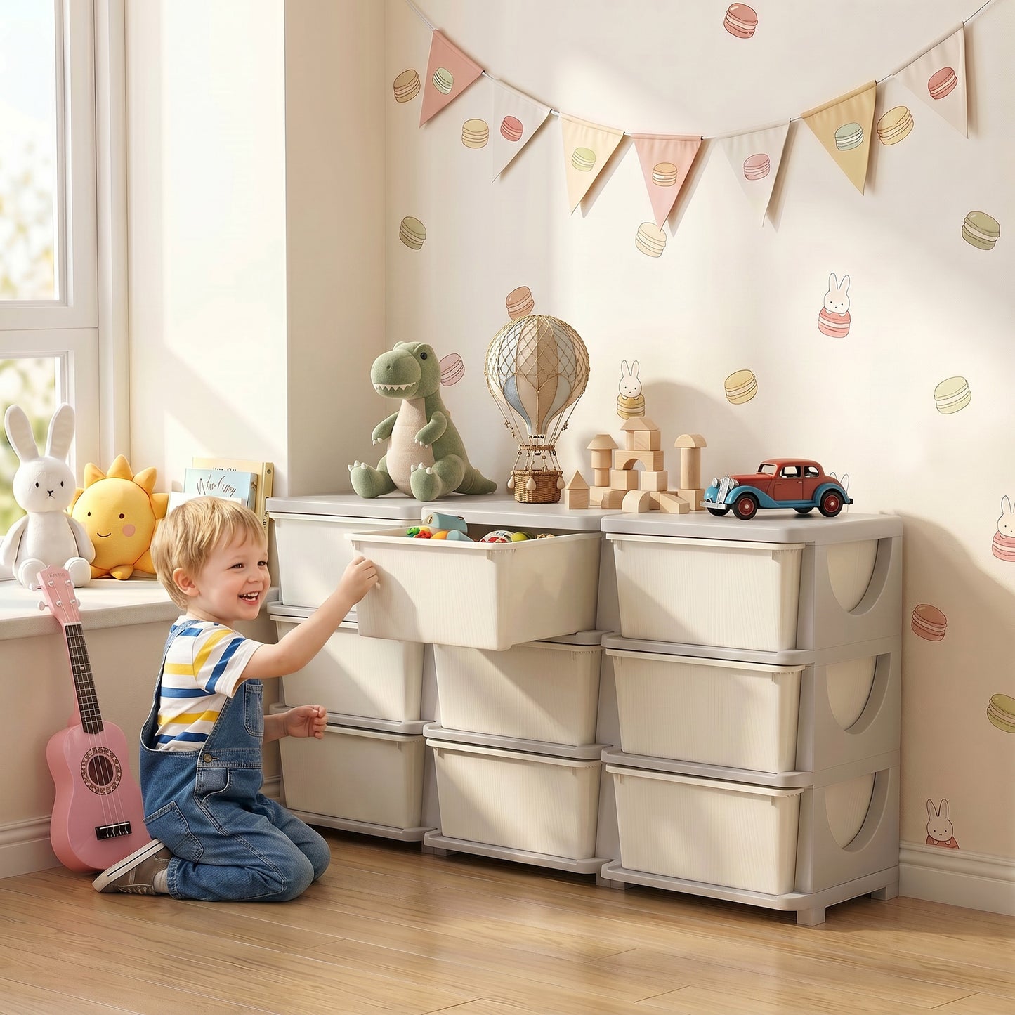 Kids Storage Unit, with Nine Drawers
