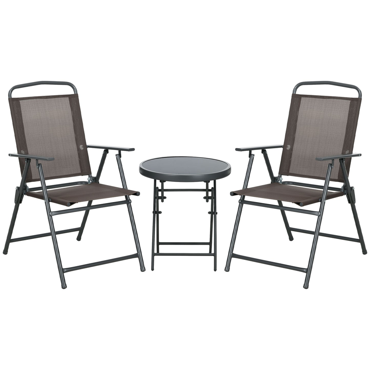 Three-Piece Garden Seat Set, with Glass-Top Table