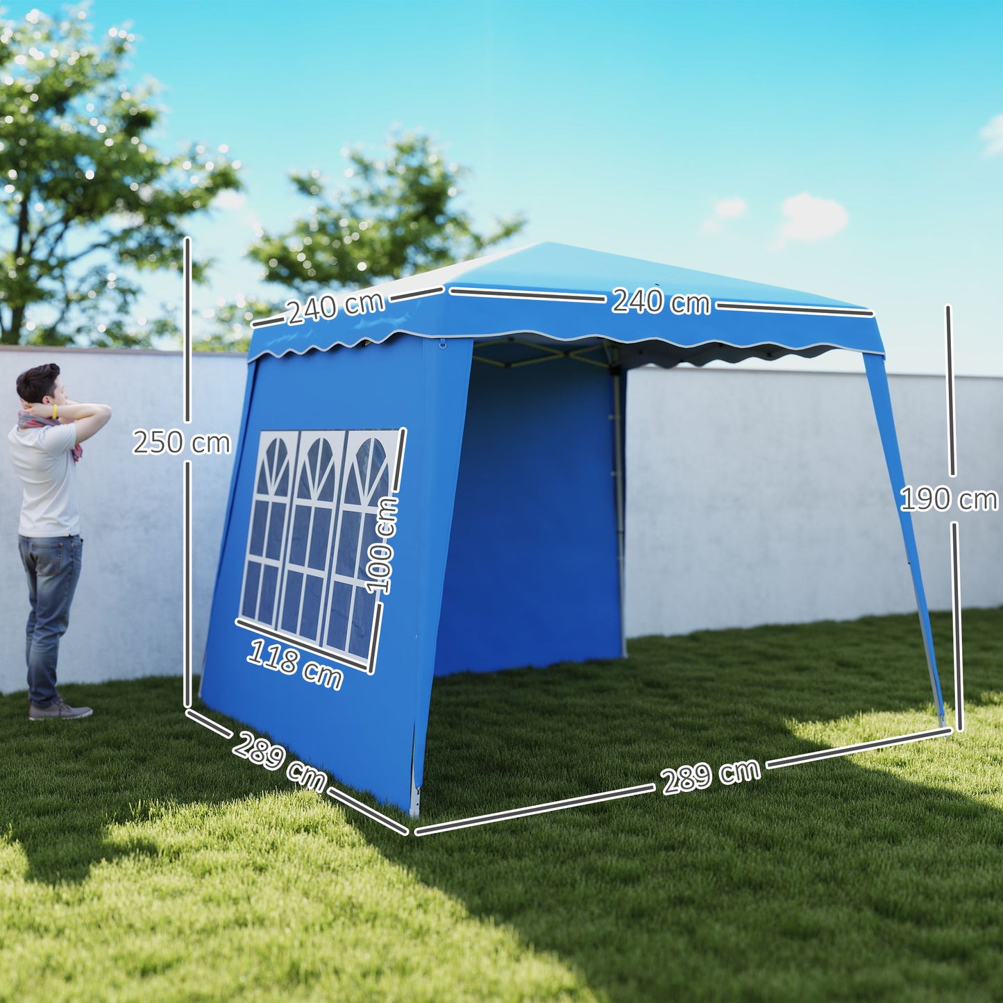2.4 x 2.4m Two Wall Pop Up Gazebo