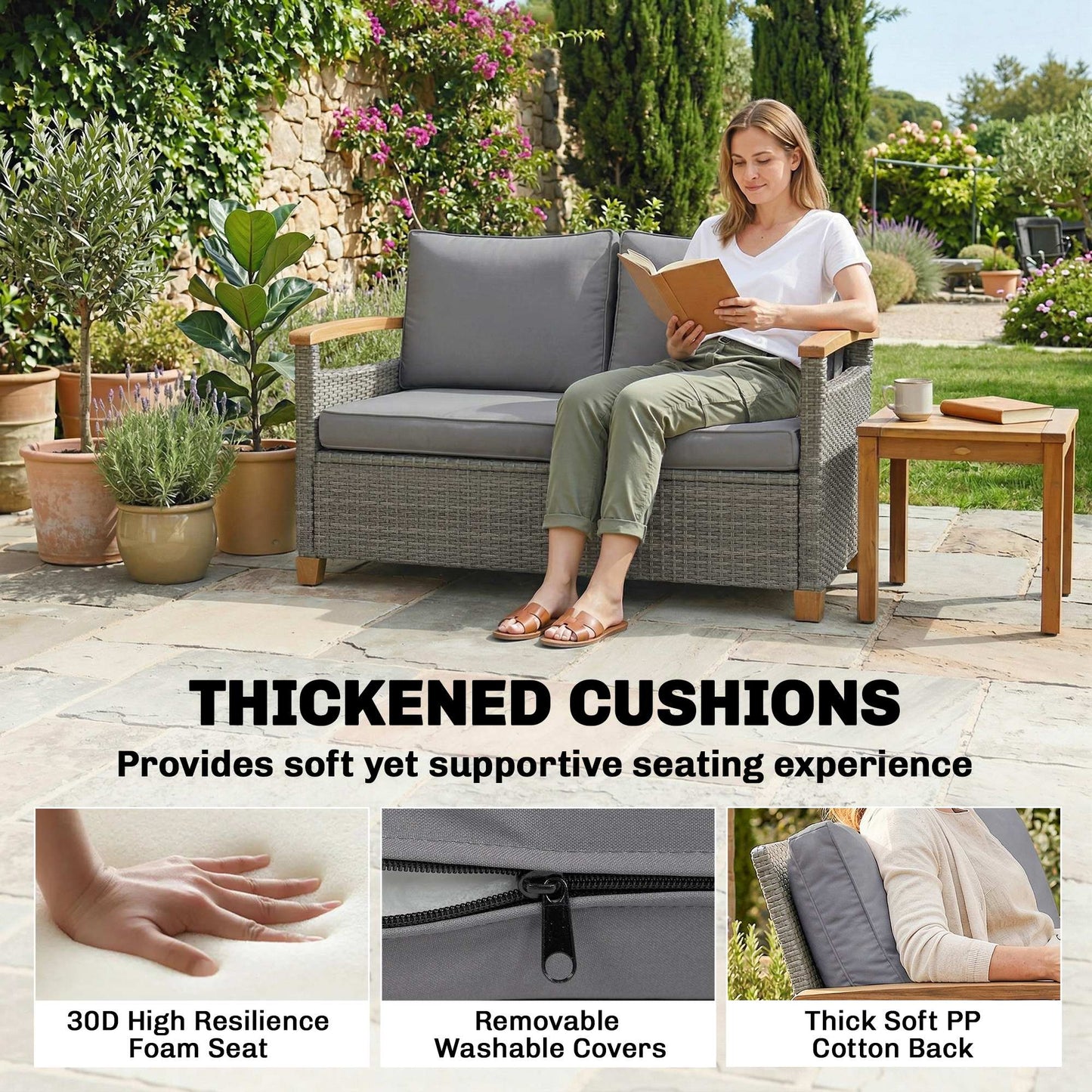 2 Seater Rattan Garden Sofa